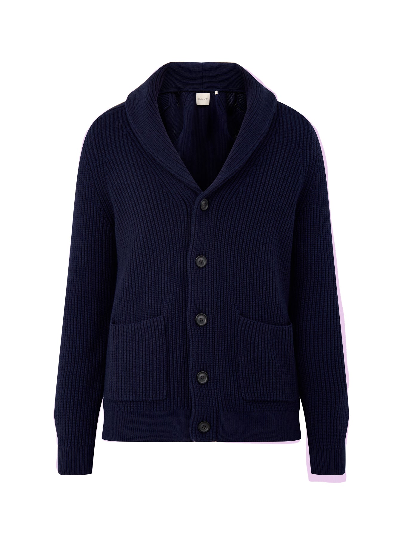 Wool-Blend Shawl Collar Cardigan Evening Blue