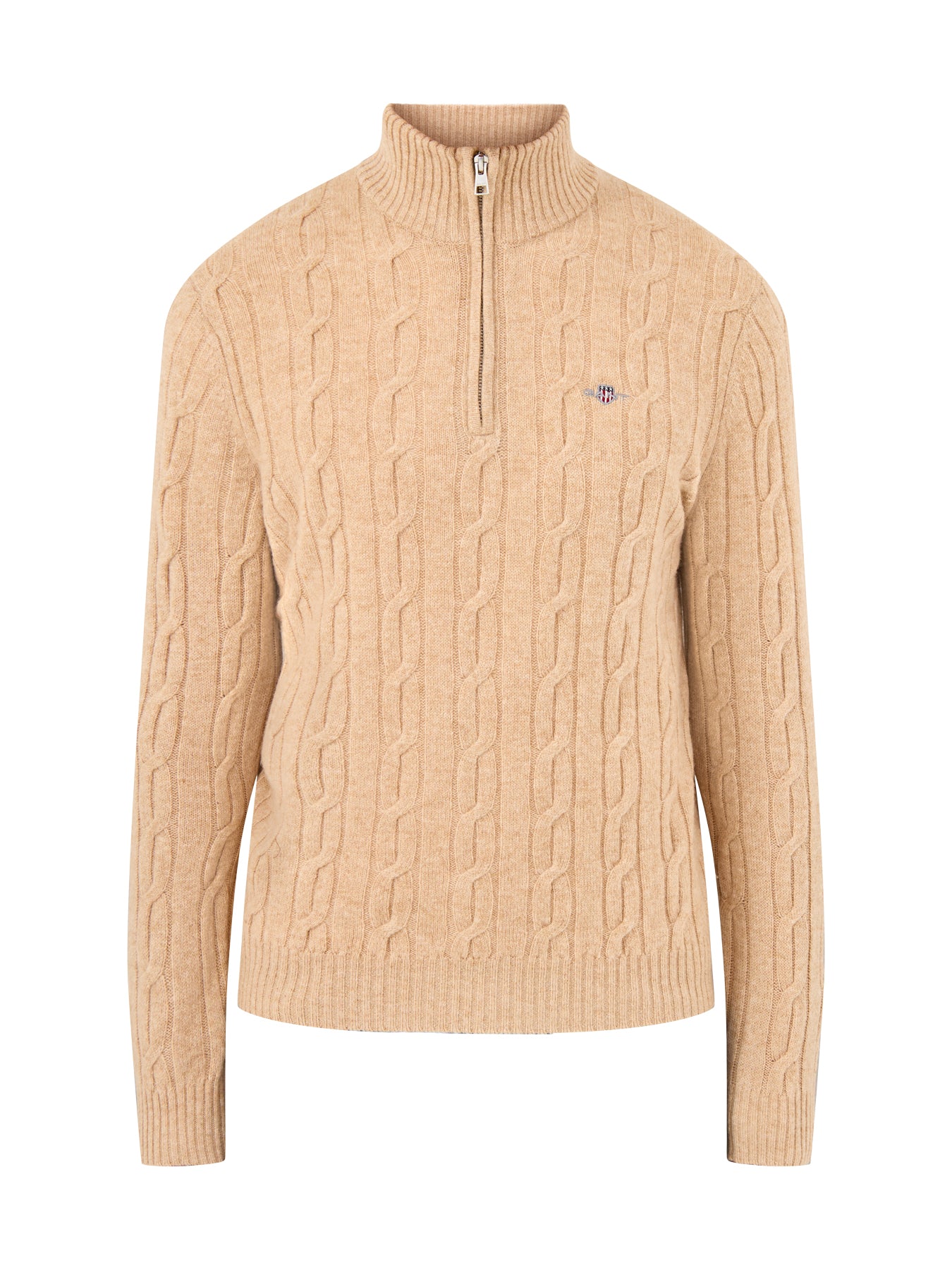 Lambswool Cable Half-Zip Jumper Khaki