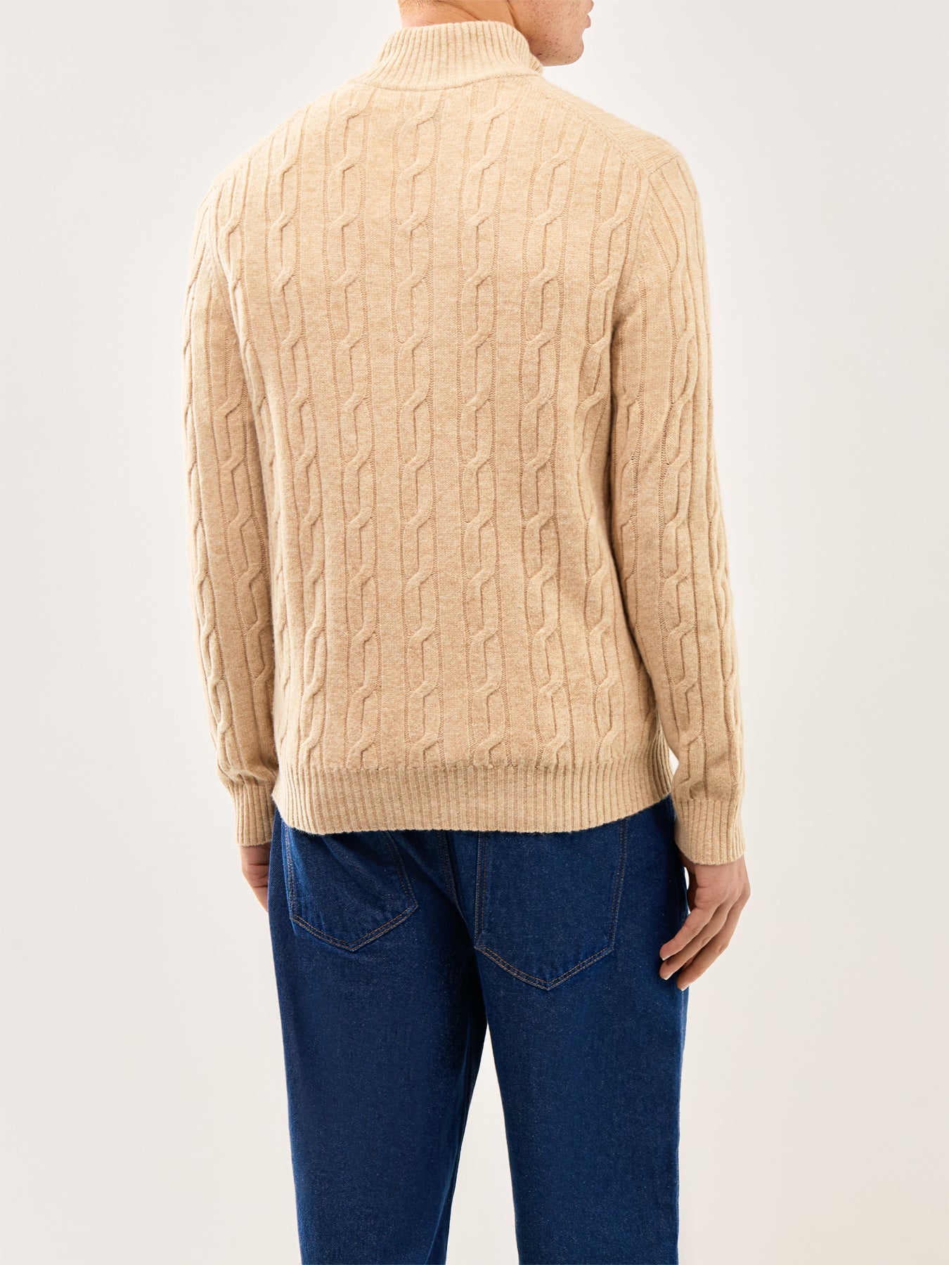Lambswool Cable Half-Zip Jumper Khaki