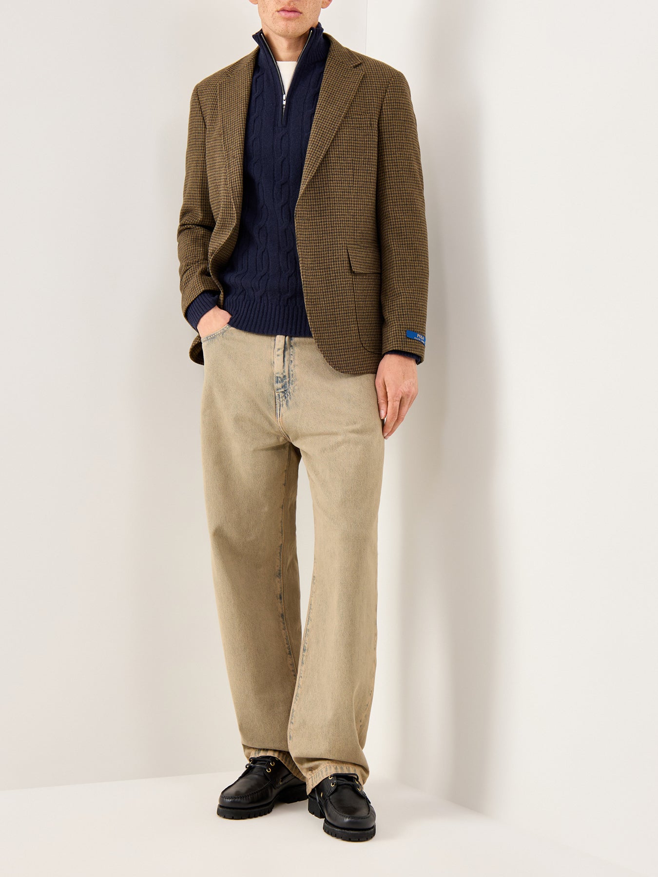 Lambswool Cable Half-Zip Jumper Evening Blue