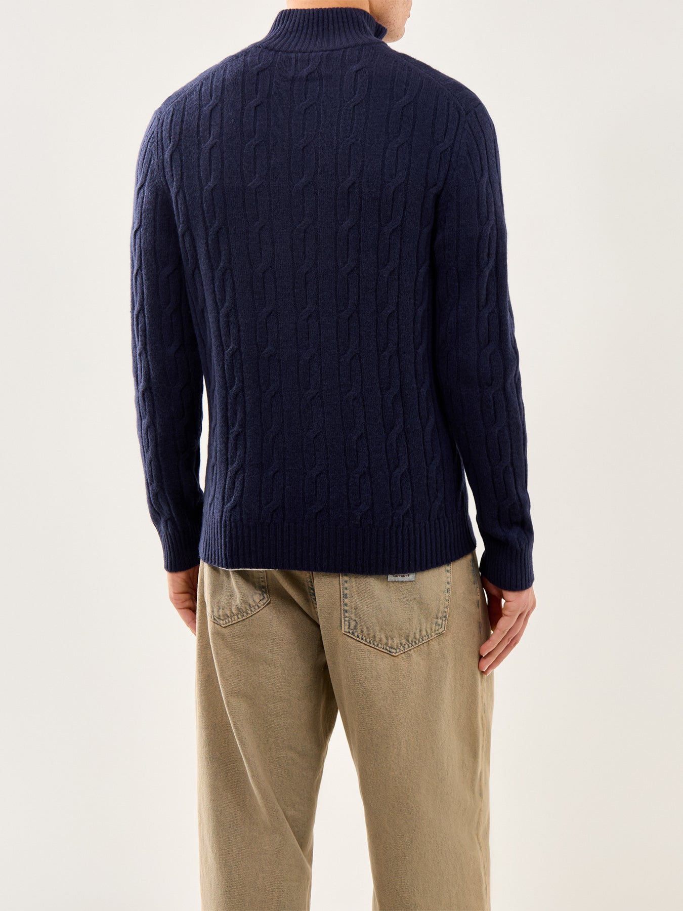 Lambswool Cable Half-Zip Jumper Evening Blue
