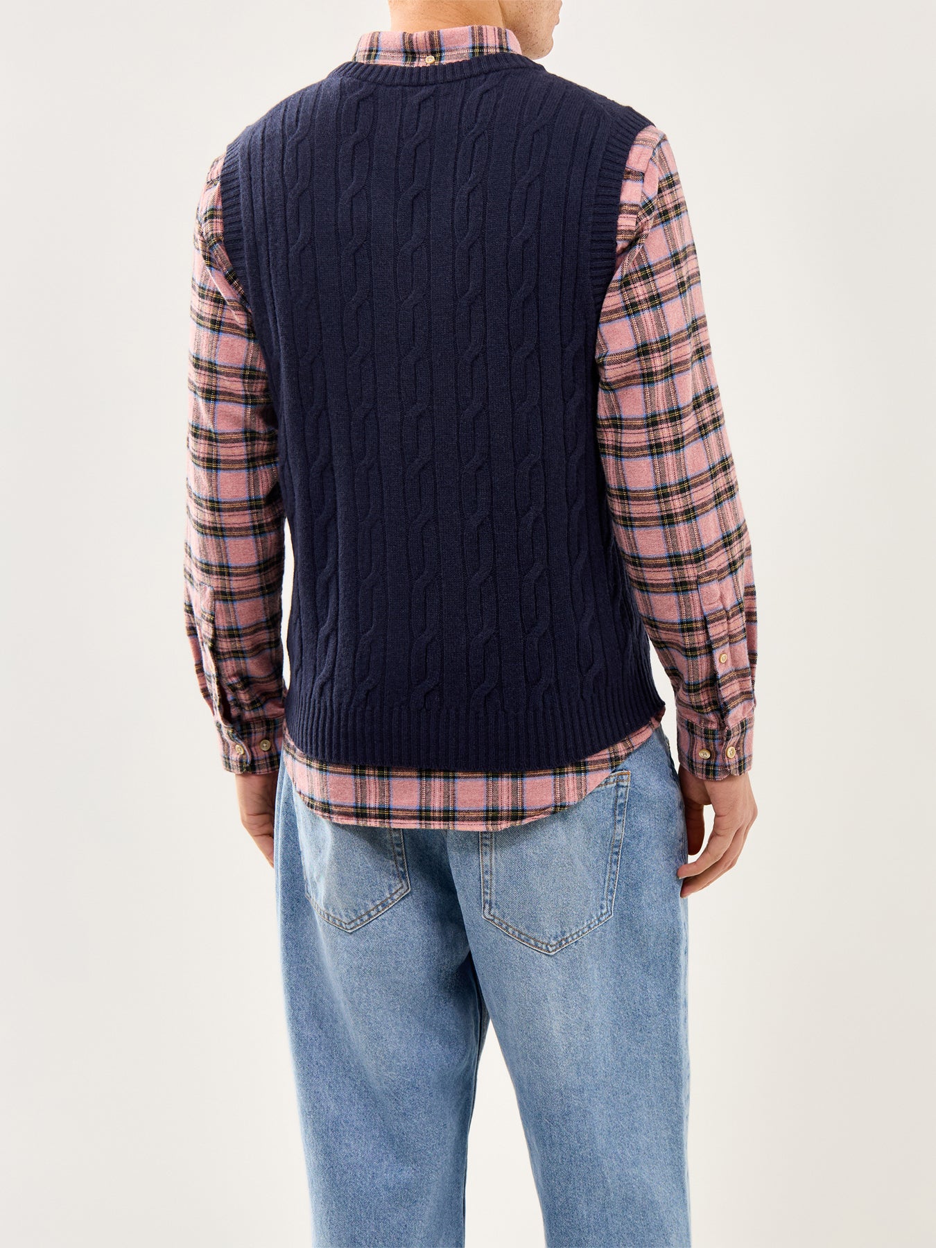 Lambswool Cable Vest Evening Blue