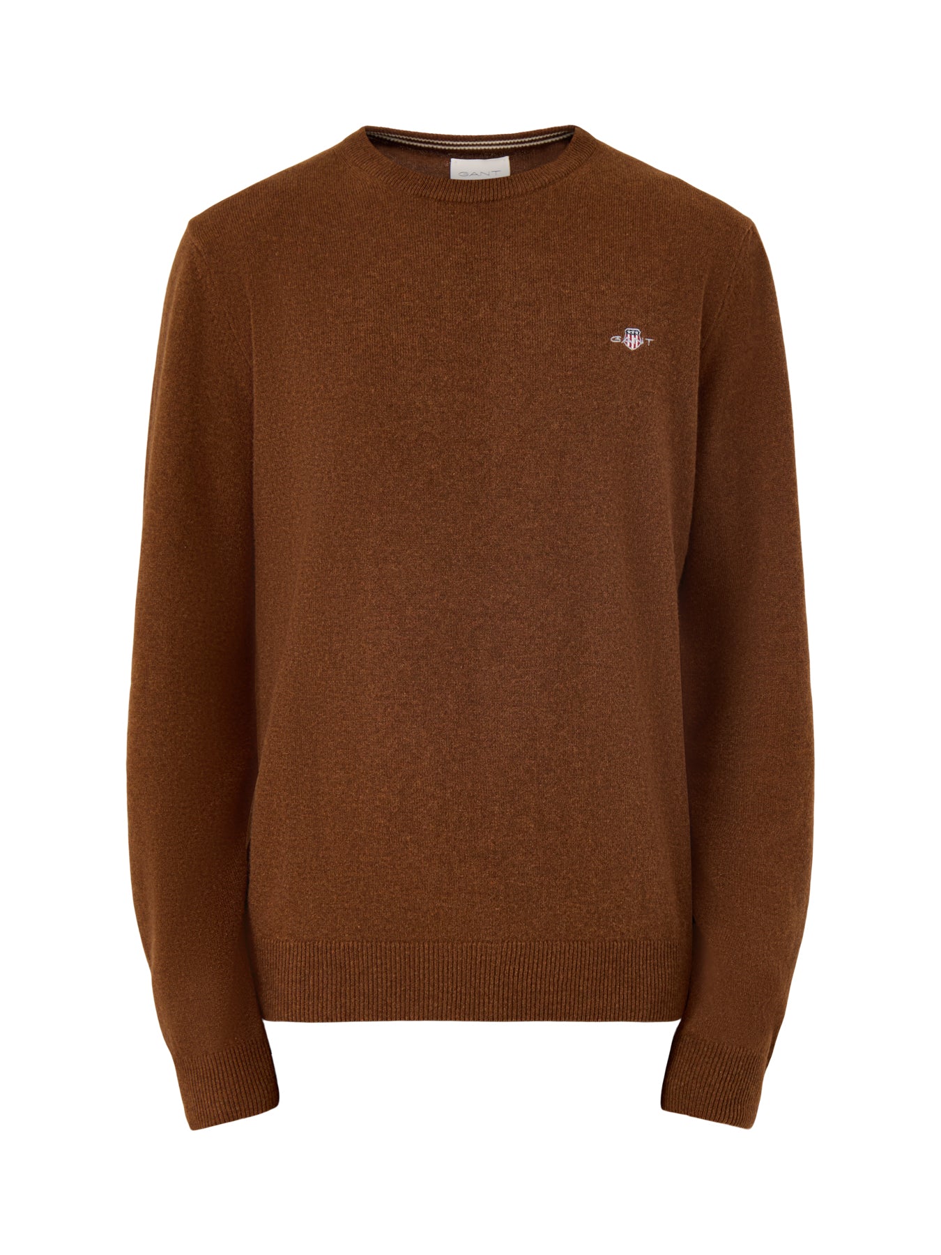 Superfine Lambswool Crewneck Mahogany Brown