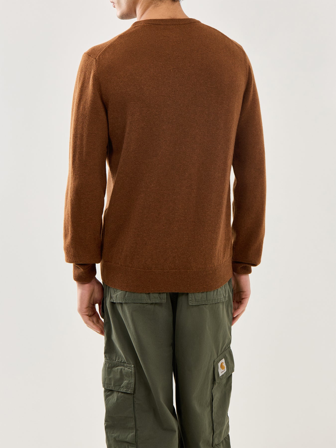 Superfine Lambswool Crewneck Mahogany Brown
