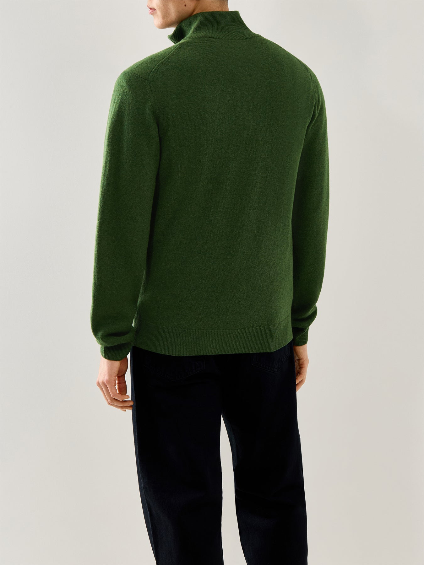 Superfine Lambswool Half Zip Green