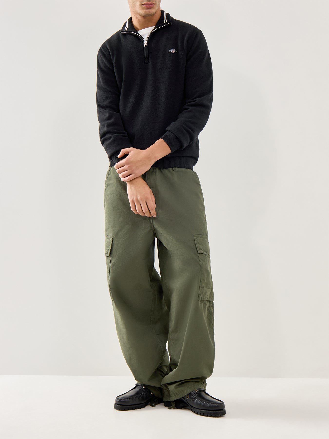 Superfine Lambswool Half Zip Black