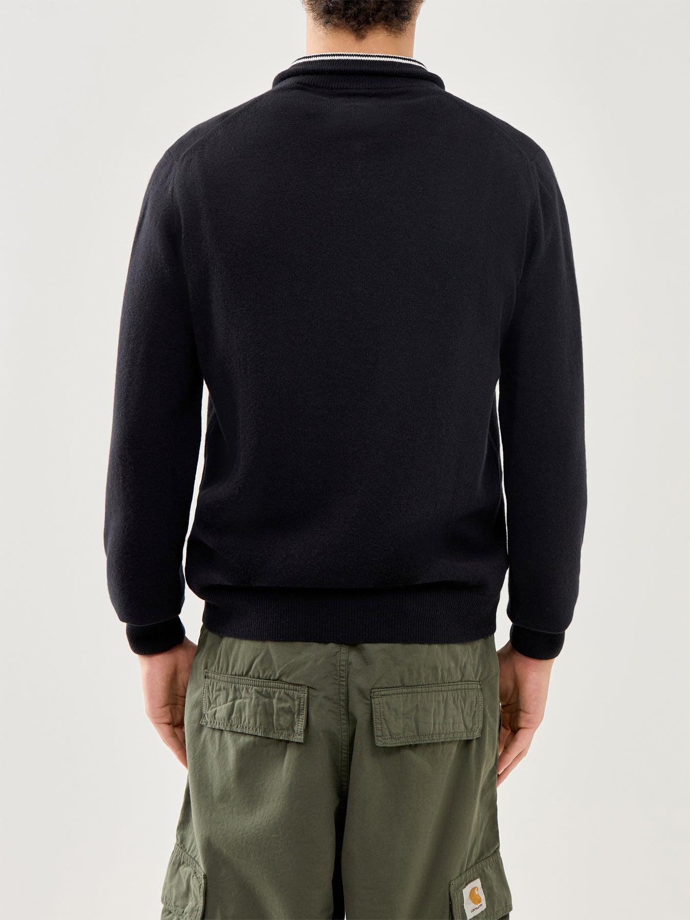 Superfine Lambswool Half Zip Black