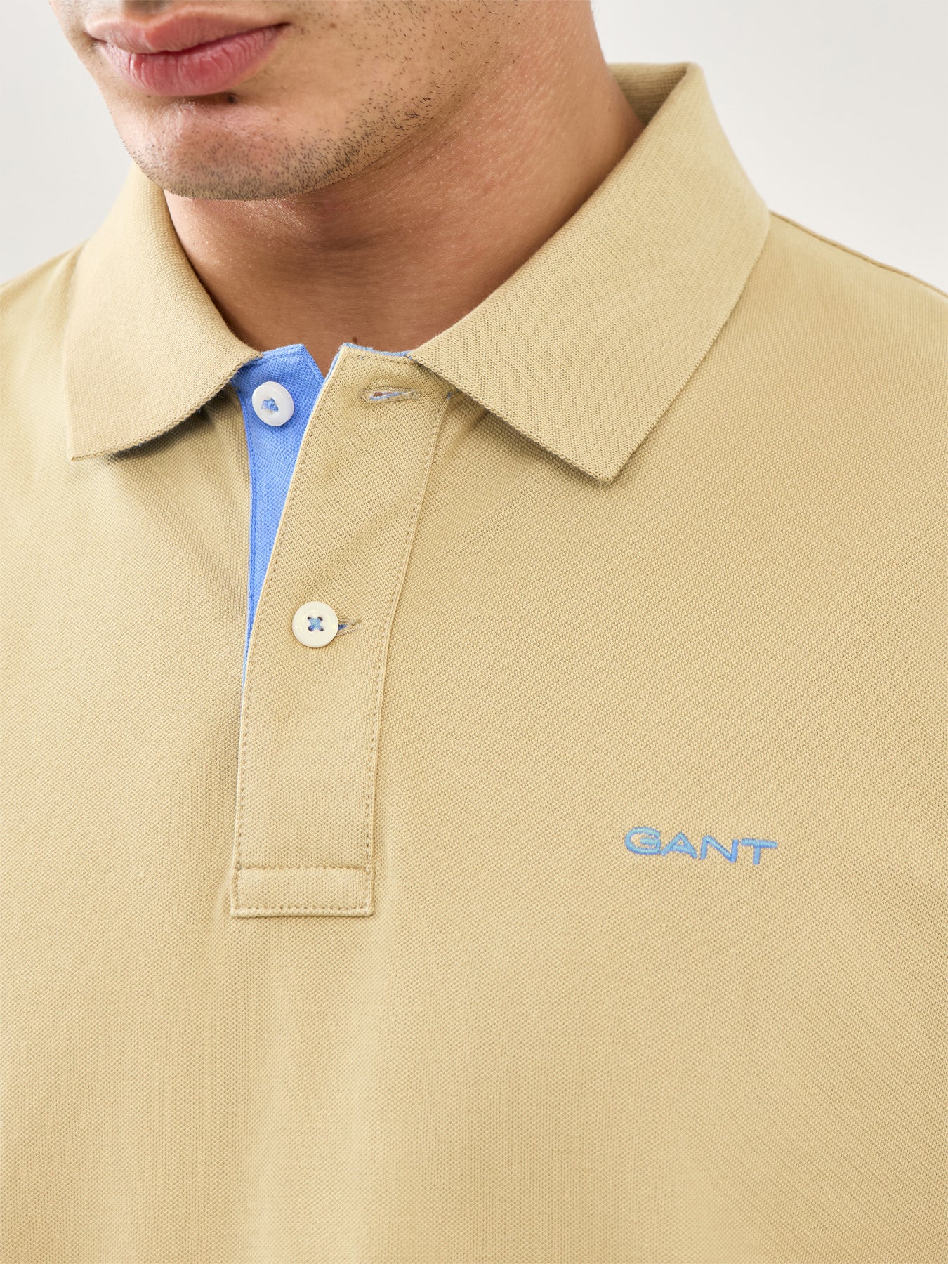 Contrast Pique Polo Woody Beige