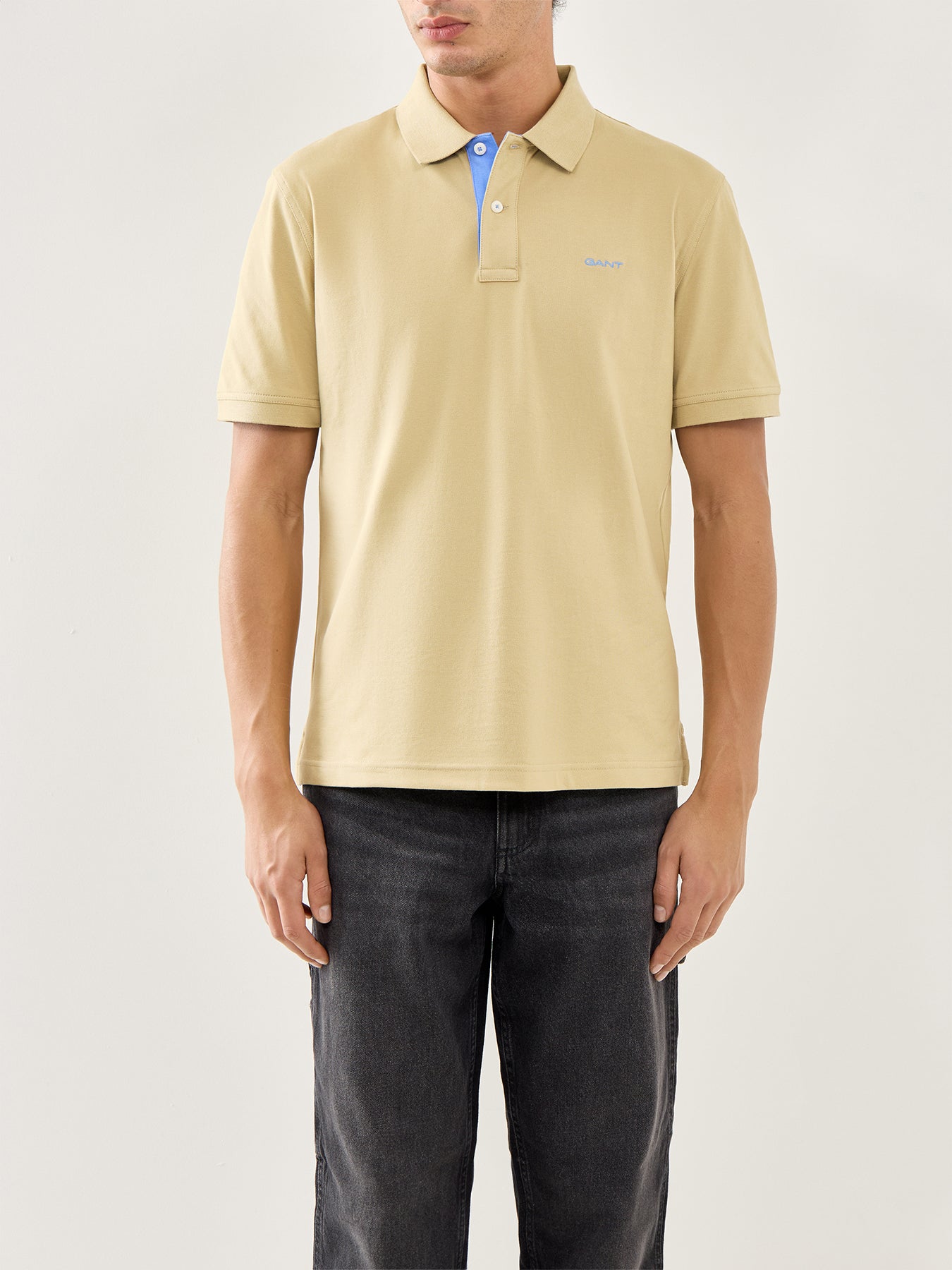 Contrast Pique Polo Woody Beige