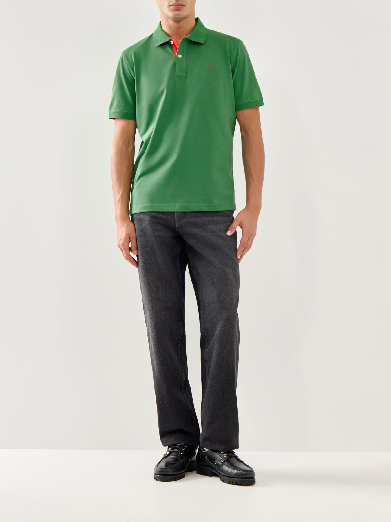Contrast Pique Polo Grass Green