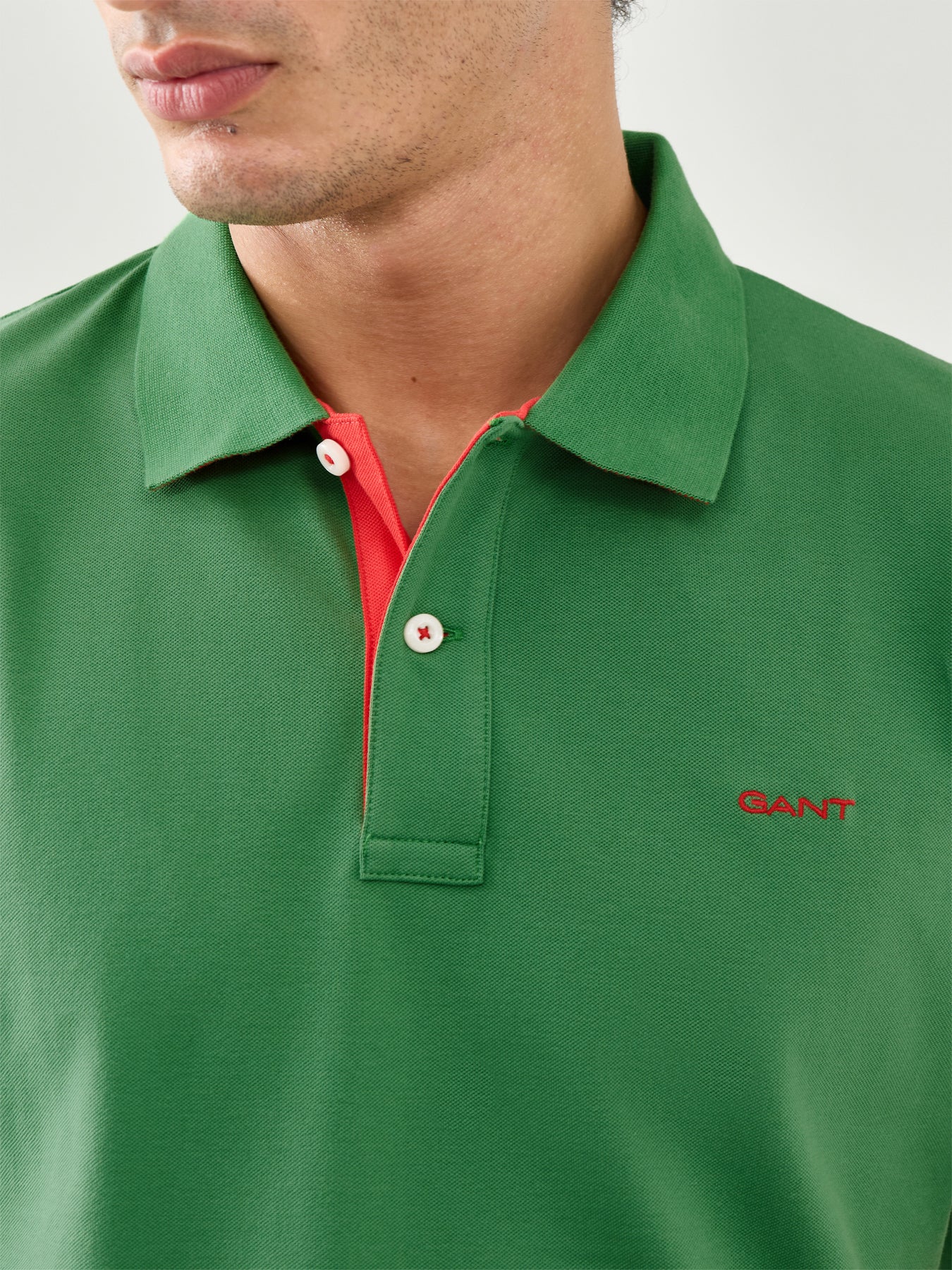 Contrast Pique Polo Grass Green