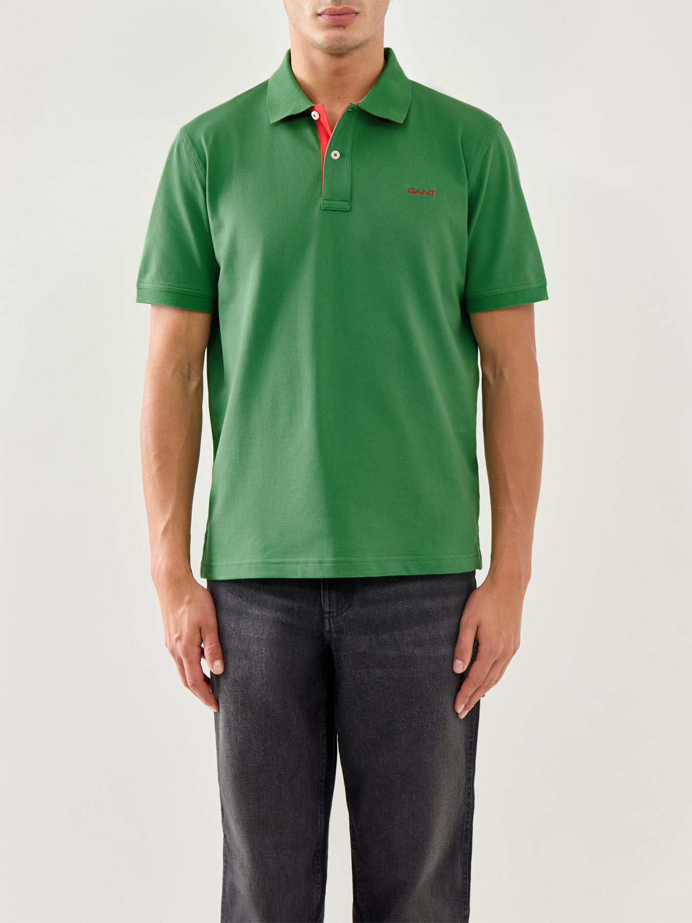 Contrast Pique Polo Grass Green