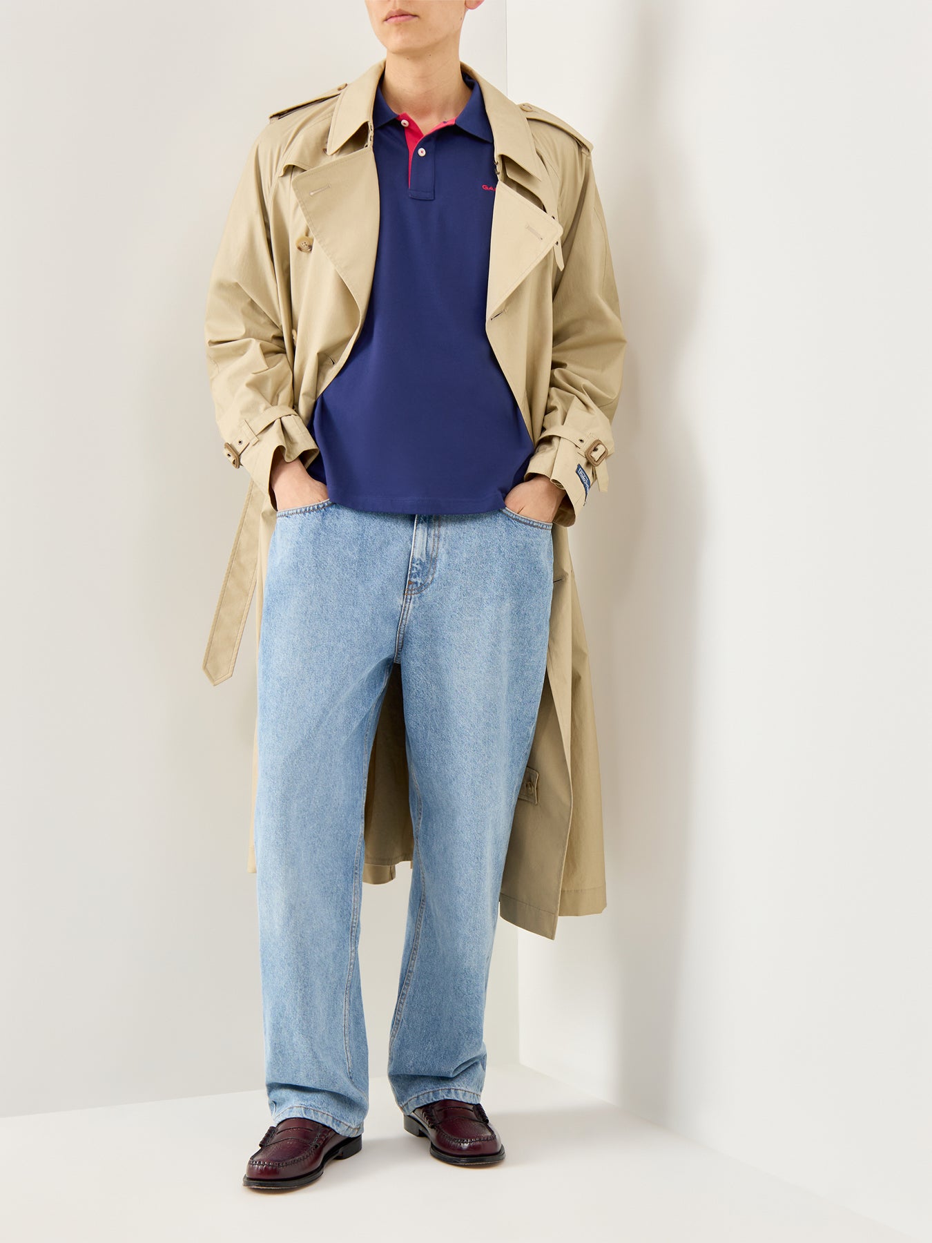 Contrast Pique Polo Blue