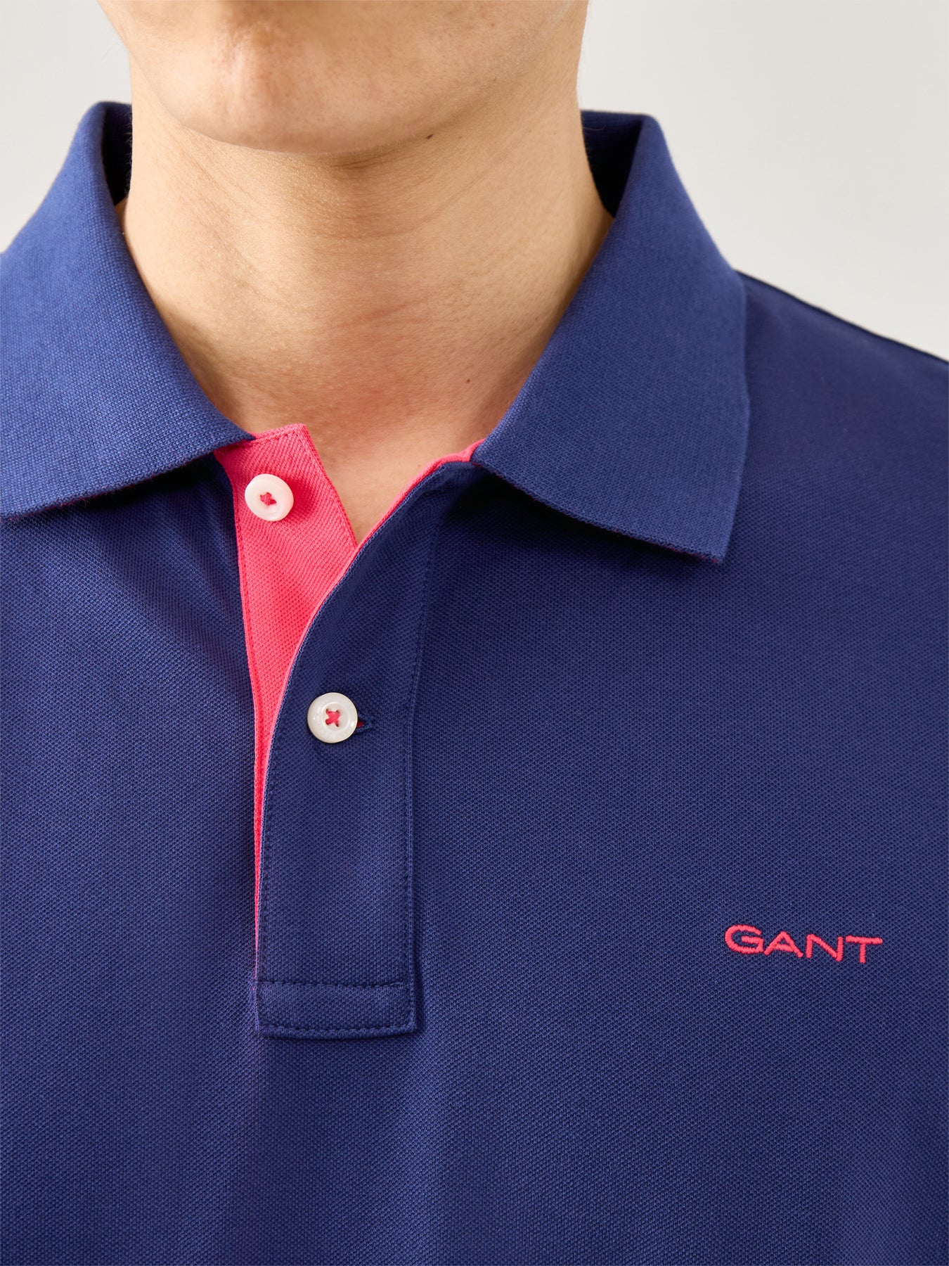 Contrast Pique Polo Blue