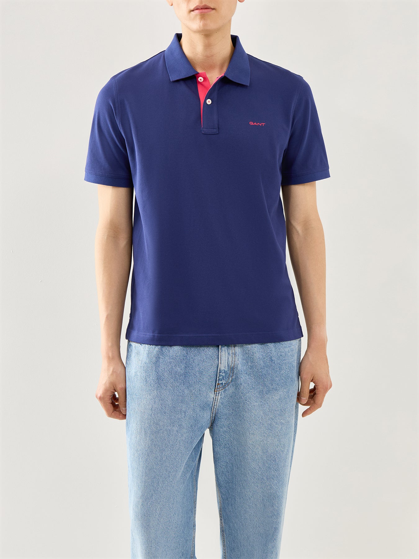 Contrast Pique Polo Blue