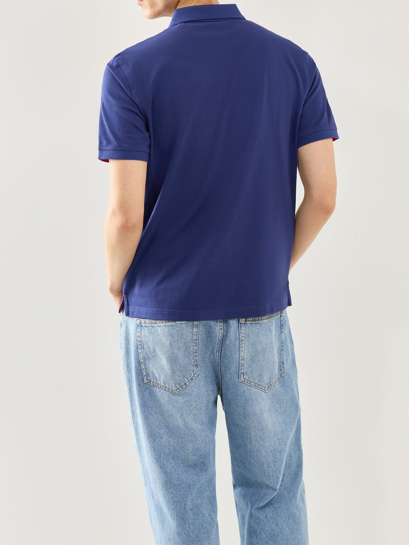 Contrast Pique Polo Blue