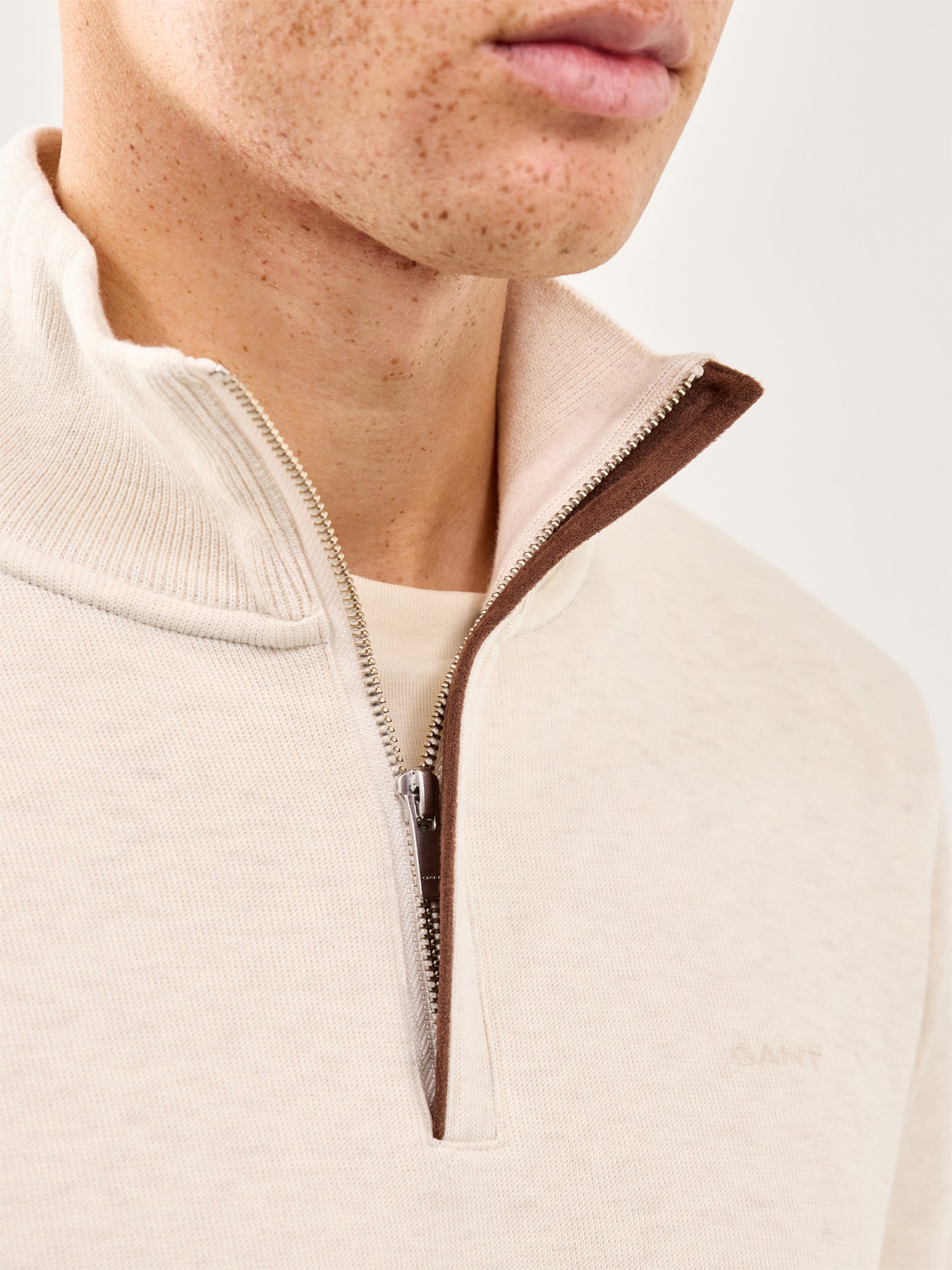 Sacker Rib Half-Zip Jumper Cream
