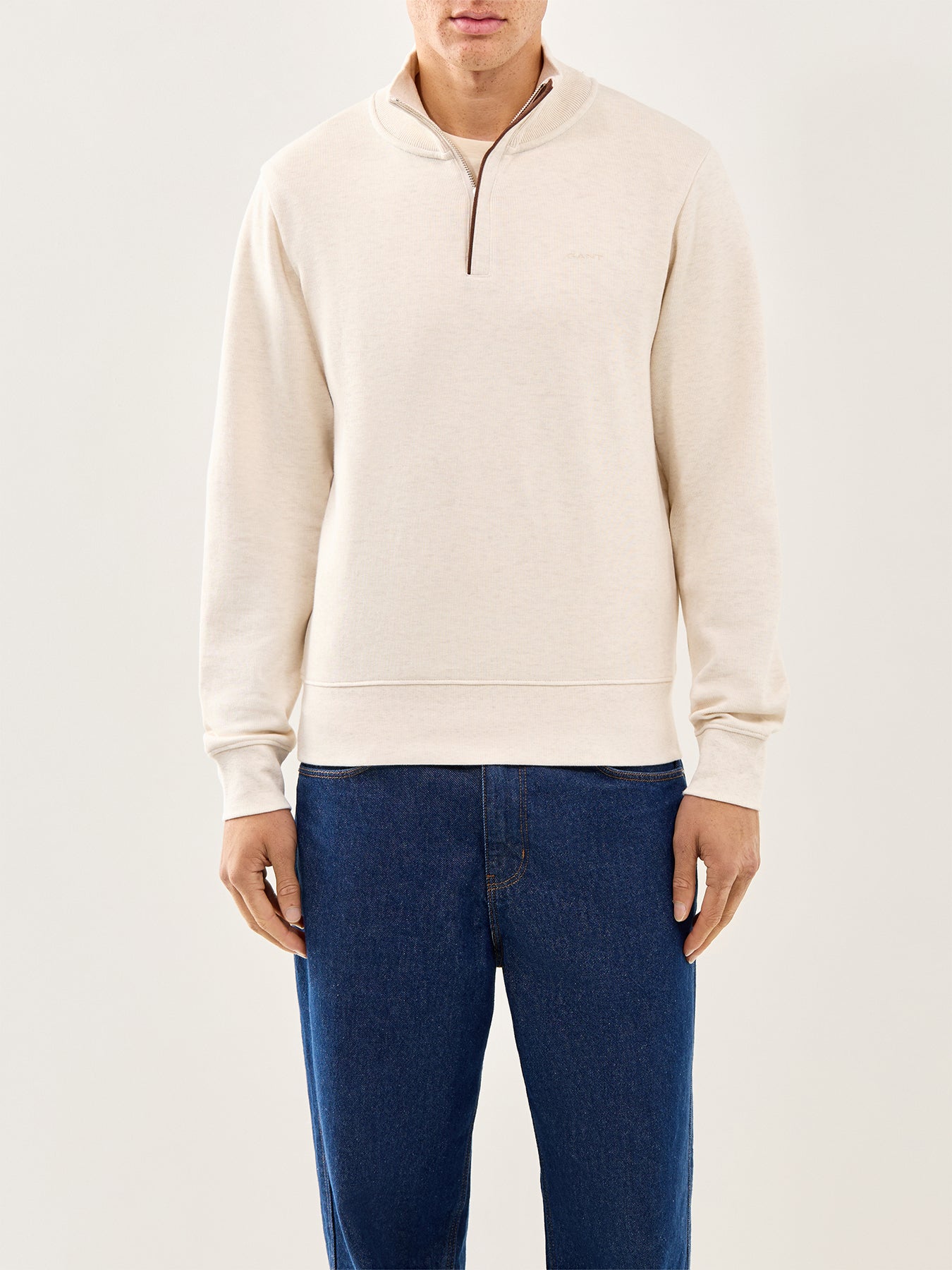 Sacker Rib Half-Zip Jumper Cream
