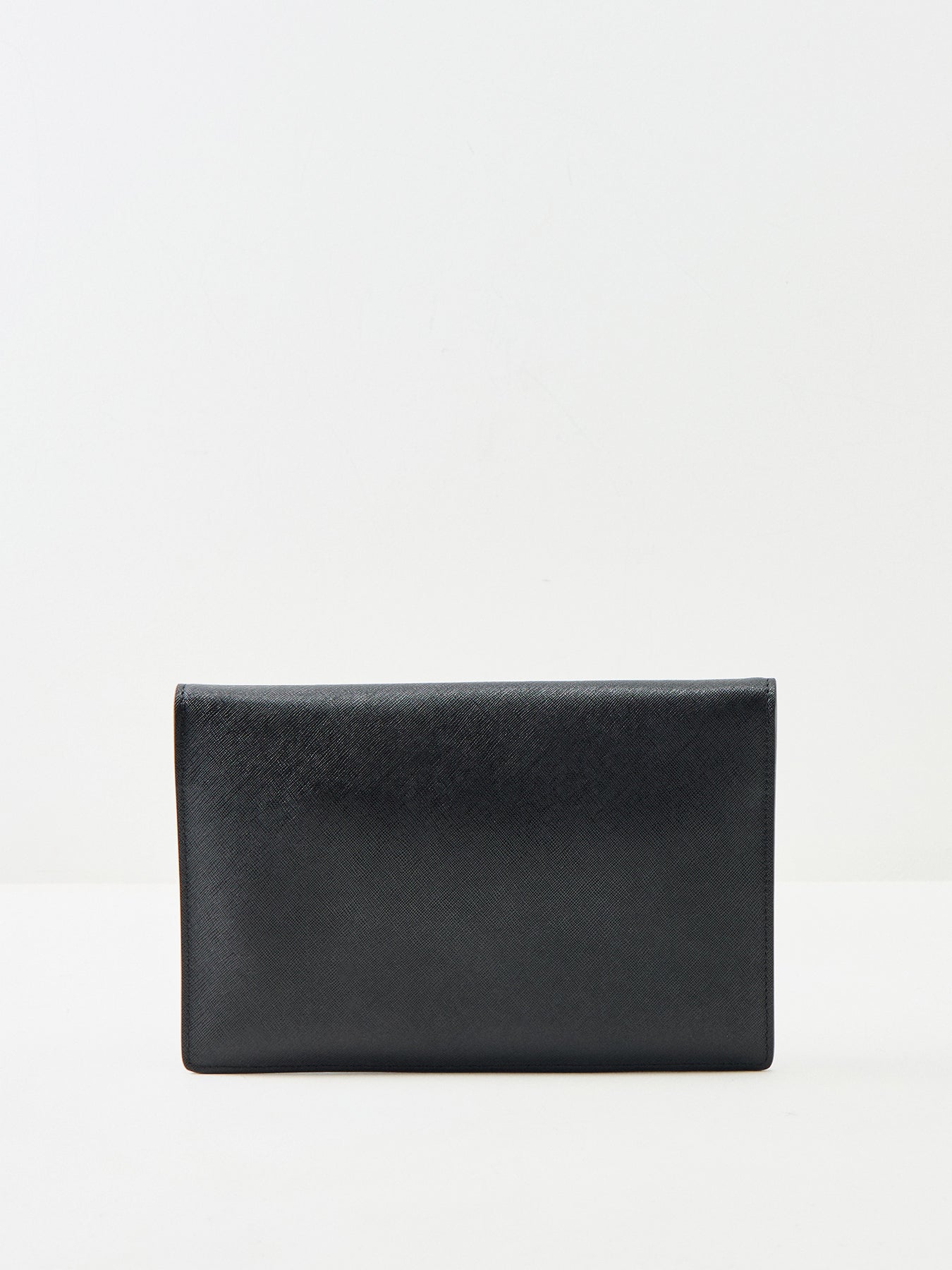 Saffiano Leather Envelope Clutch Bag Black
