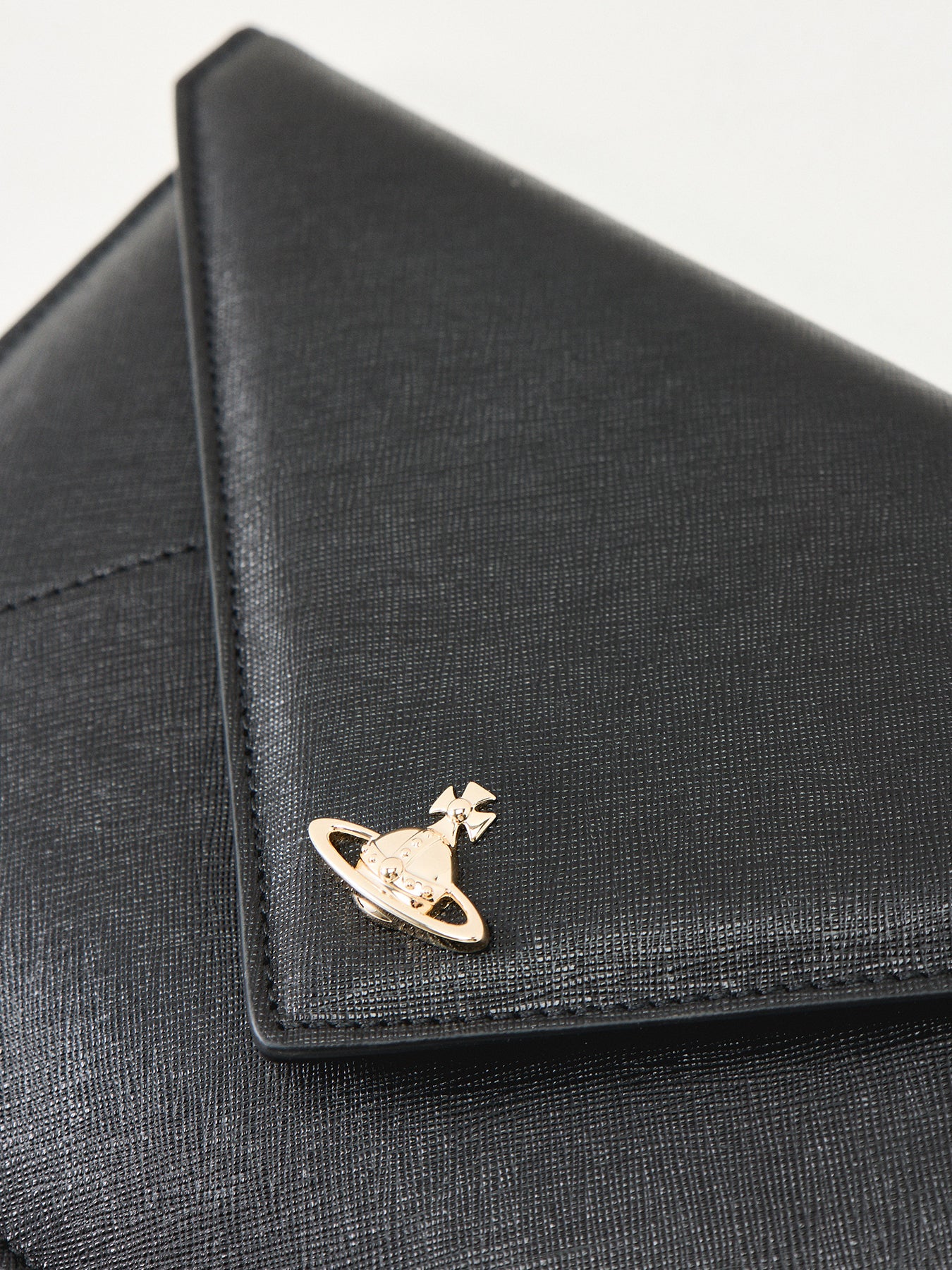 Saffiano Leather Envelope Clutch Bag Black
