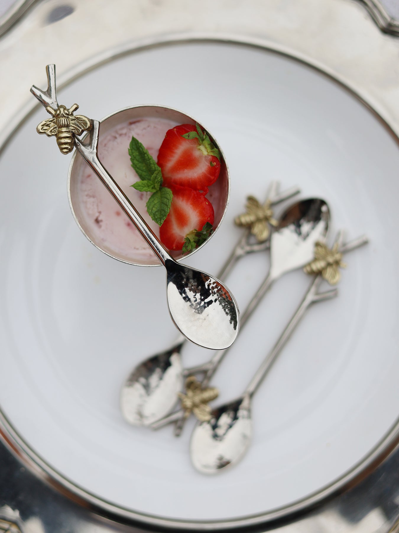 Set of Four Woodland Bee Coffee Spoons