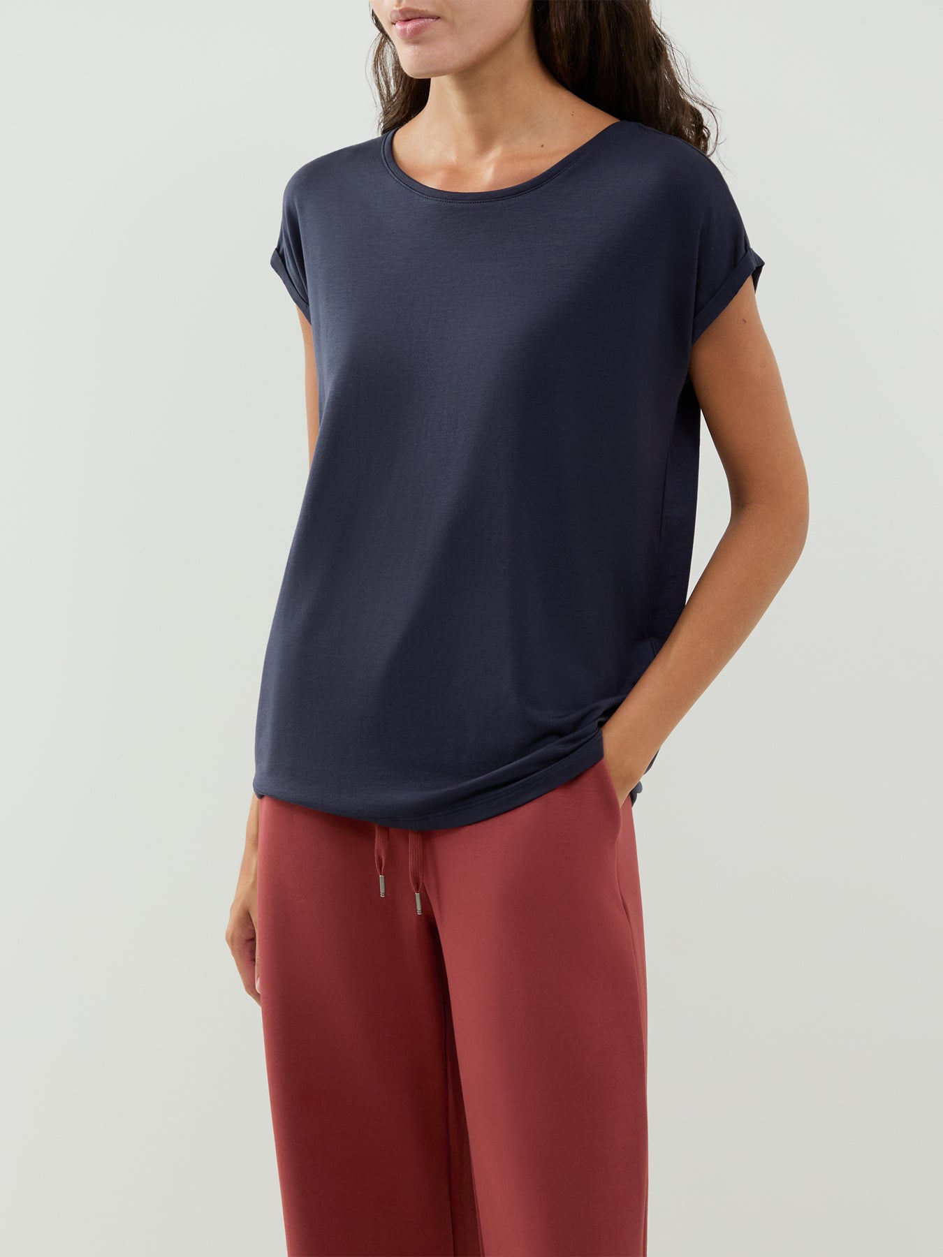 Ava TENCEL Lyocell-Blend T-Shirt Navy