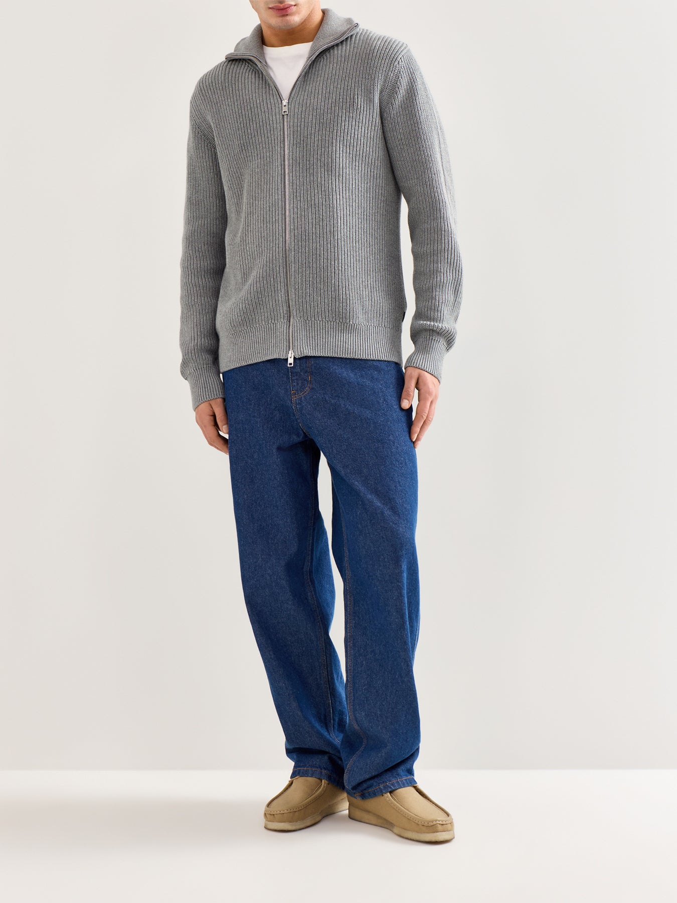 Standfort Knit Button Cardigan Grey