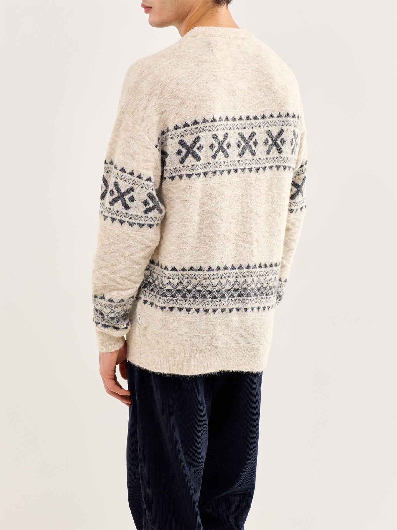 Lumax Fairisle Knit Crew Neck Jumper Brown