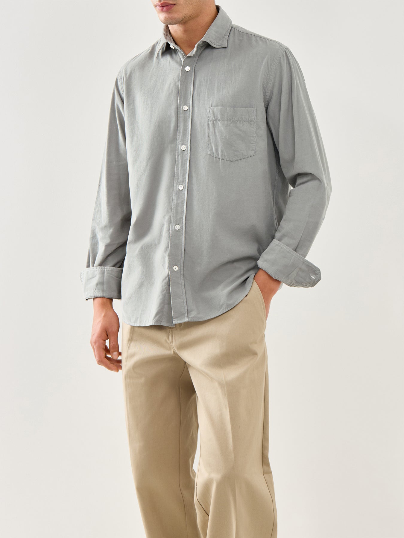 Paul Pat Baby Cord Woven Shirt Charcoal