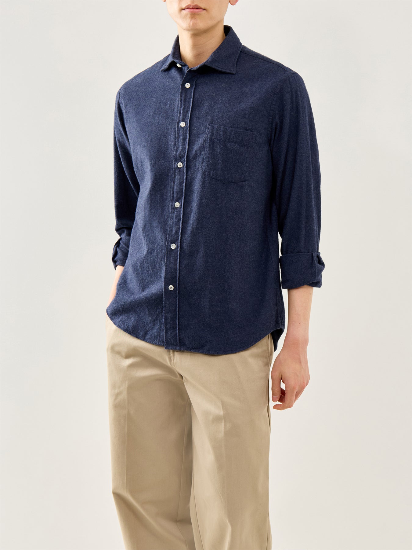 Paul Melange Flannel Shirt Navy