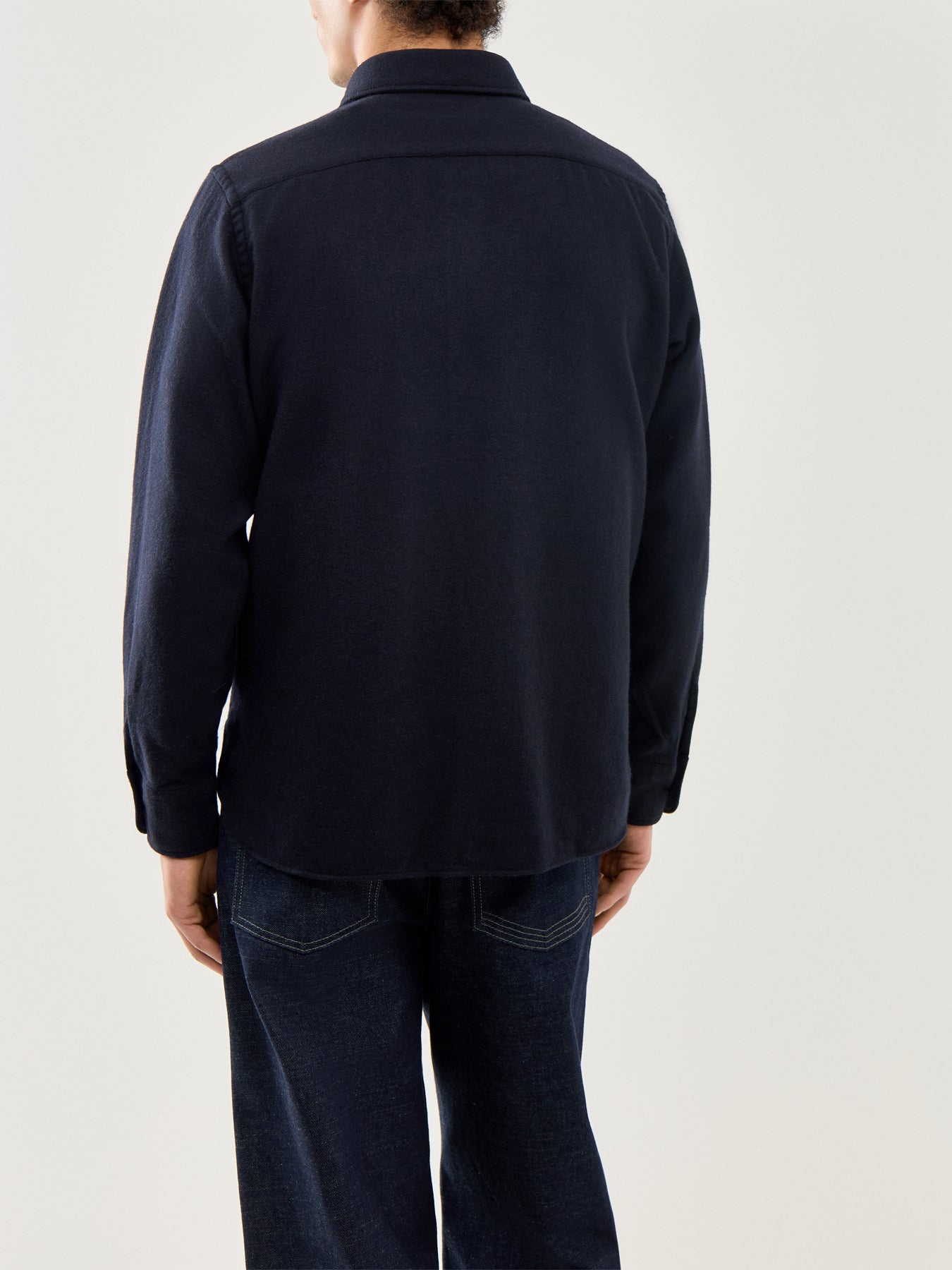 Percey Washable Wool Woven Shirt Navy