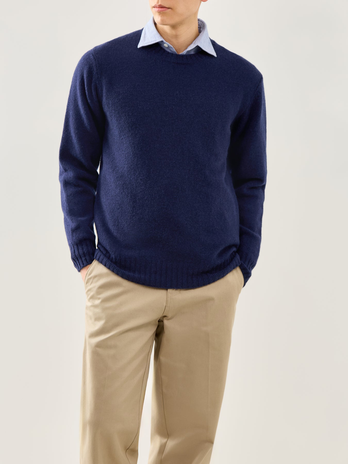 Brushed Shetland Crew Knit Navy