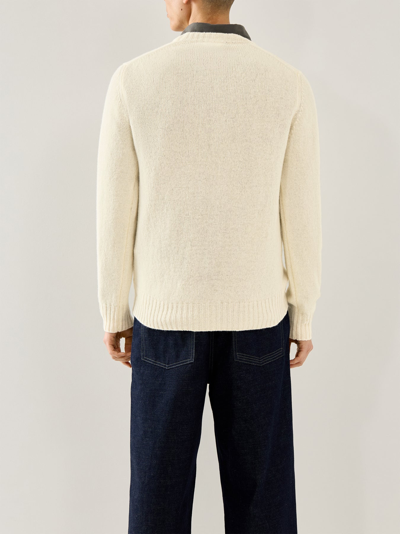 Brushed Shetland Crew Knit Ecru