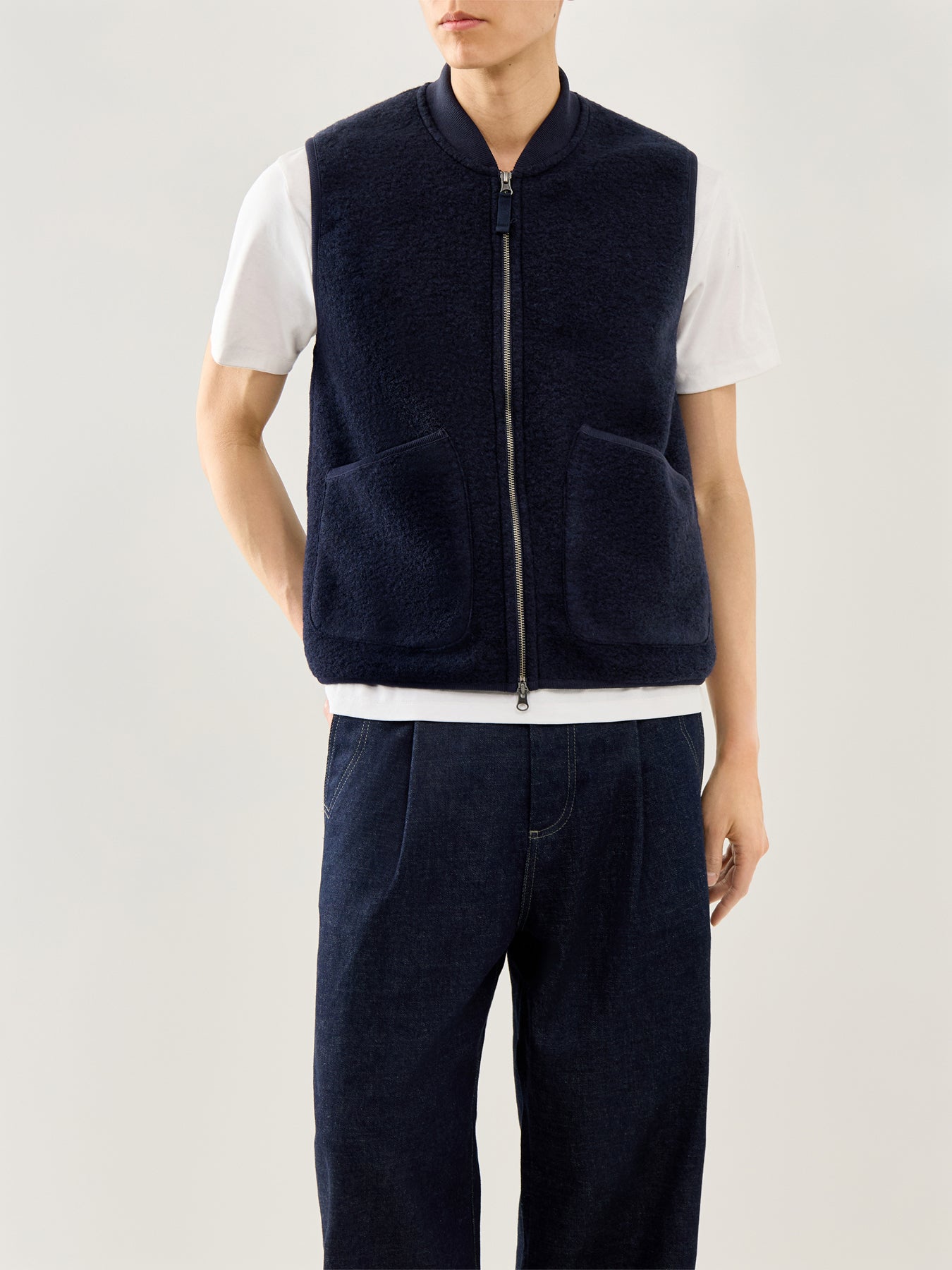 Knitted Boiled Vest Navy