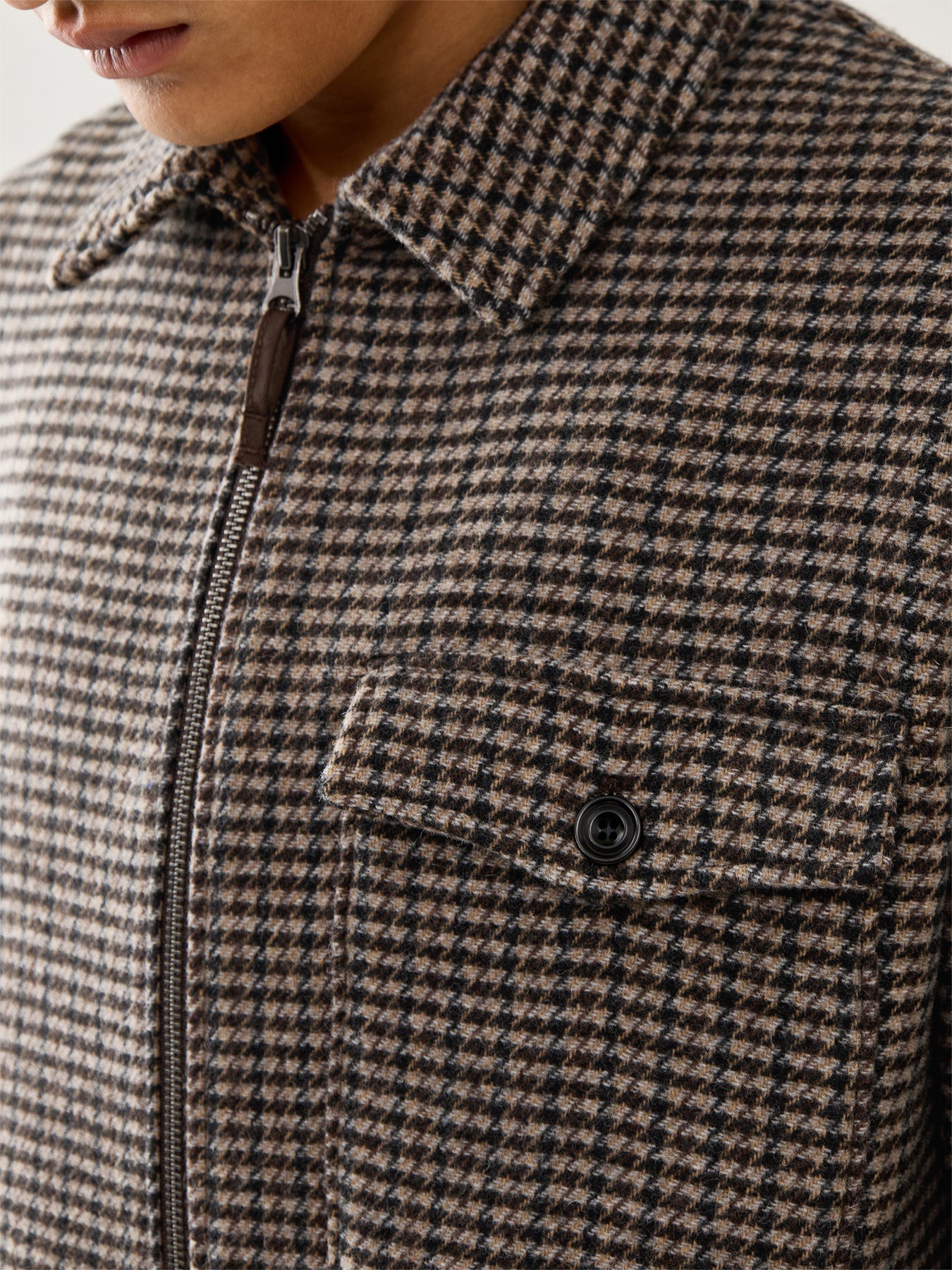 Dandy Herringbone Check Jacket Brown