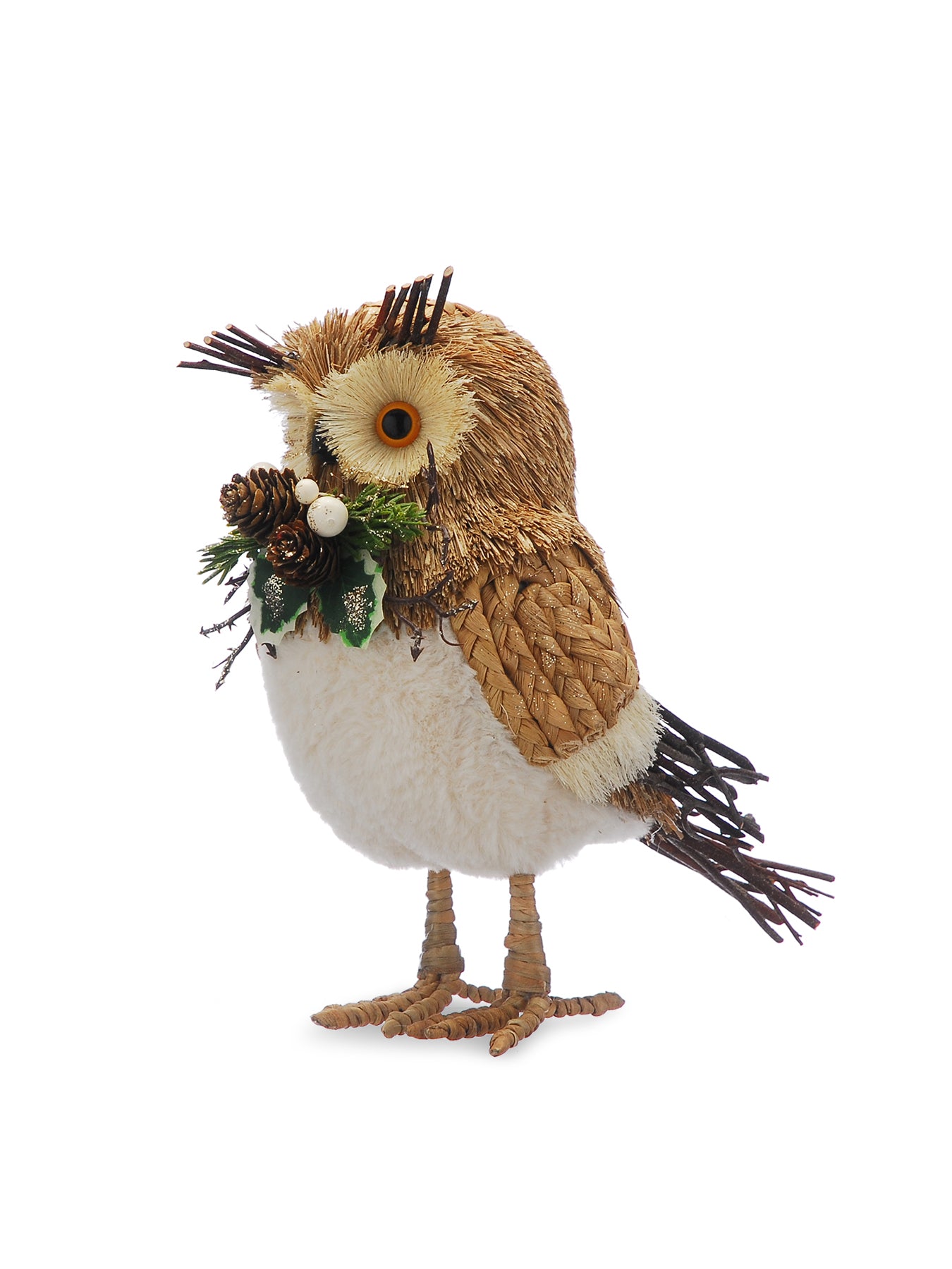 Bristle Standing Owl Decoration 26cm