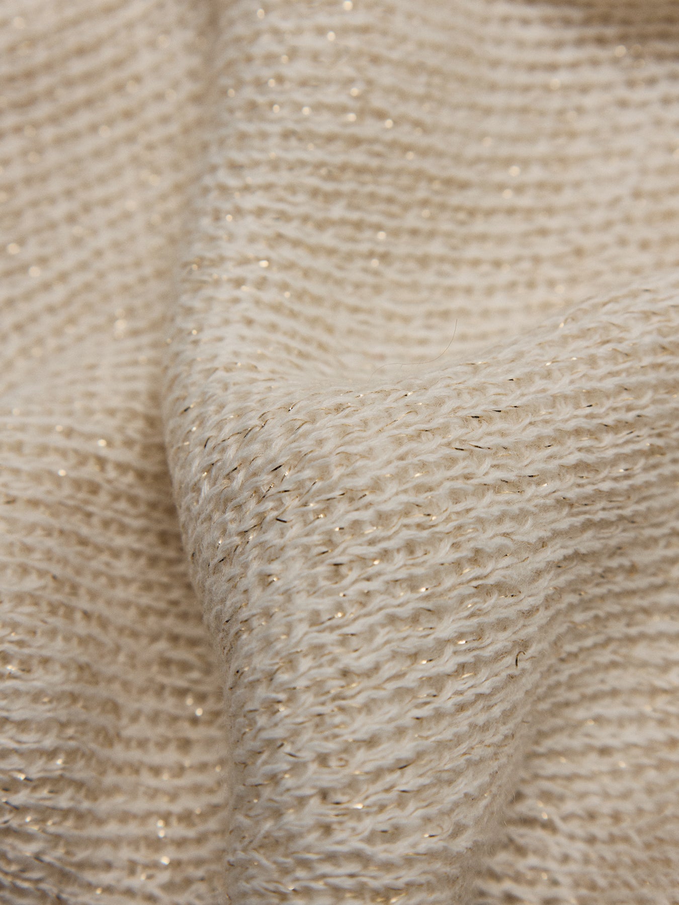 Pom Pom Lurex Beanie and Scarf Gift Set Cream