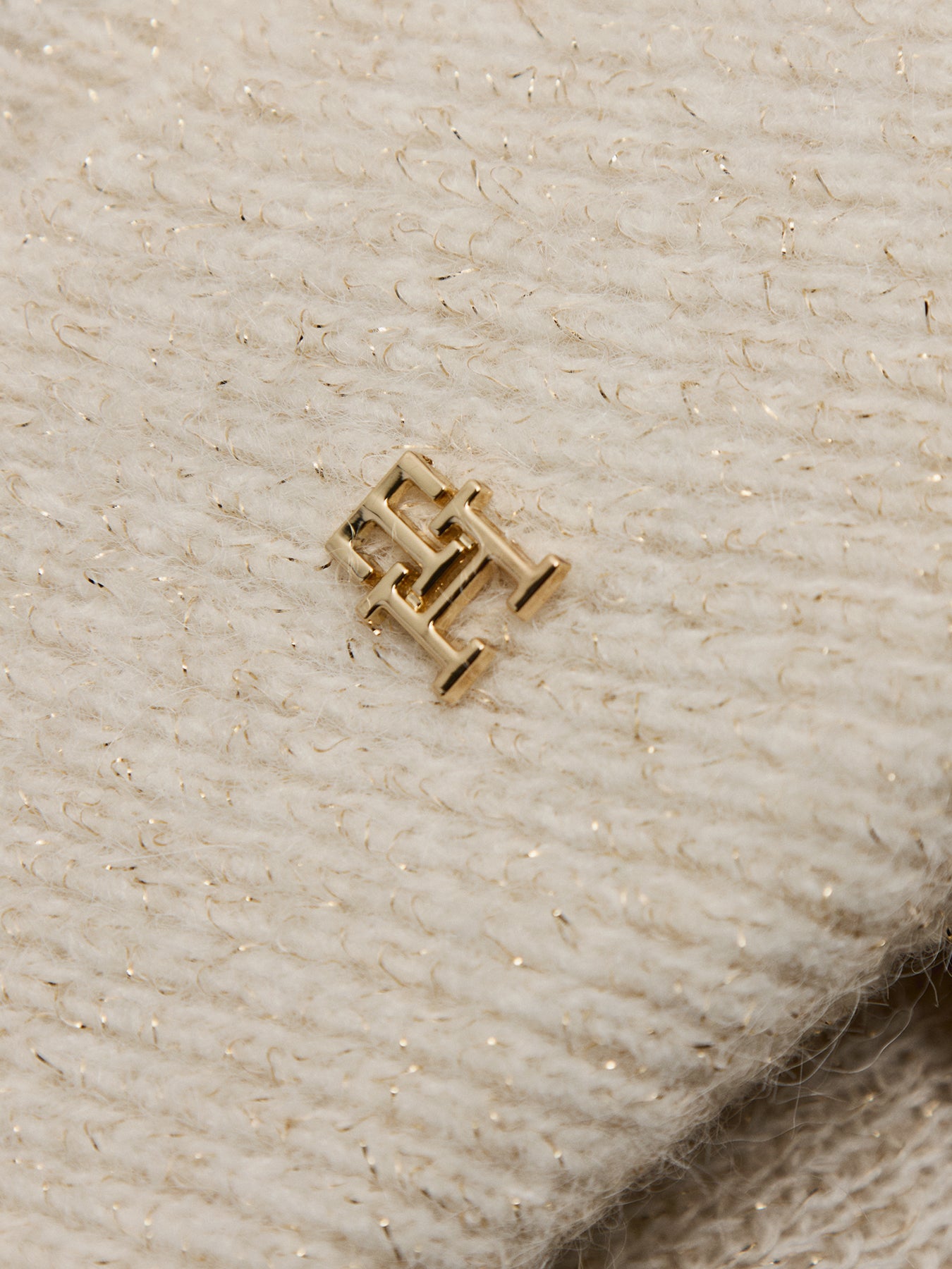 Pom Pom Lurex Beanie and Scarf Gift Set Cream