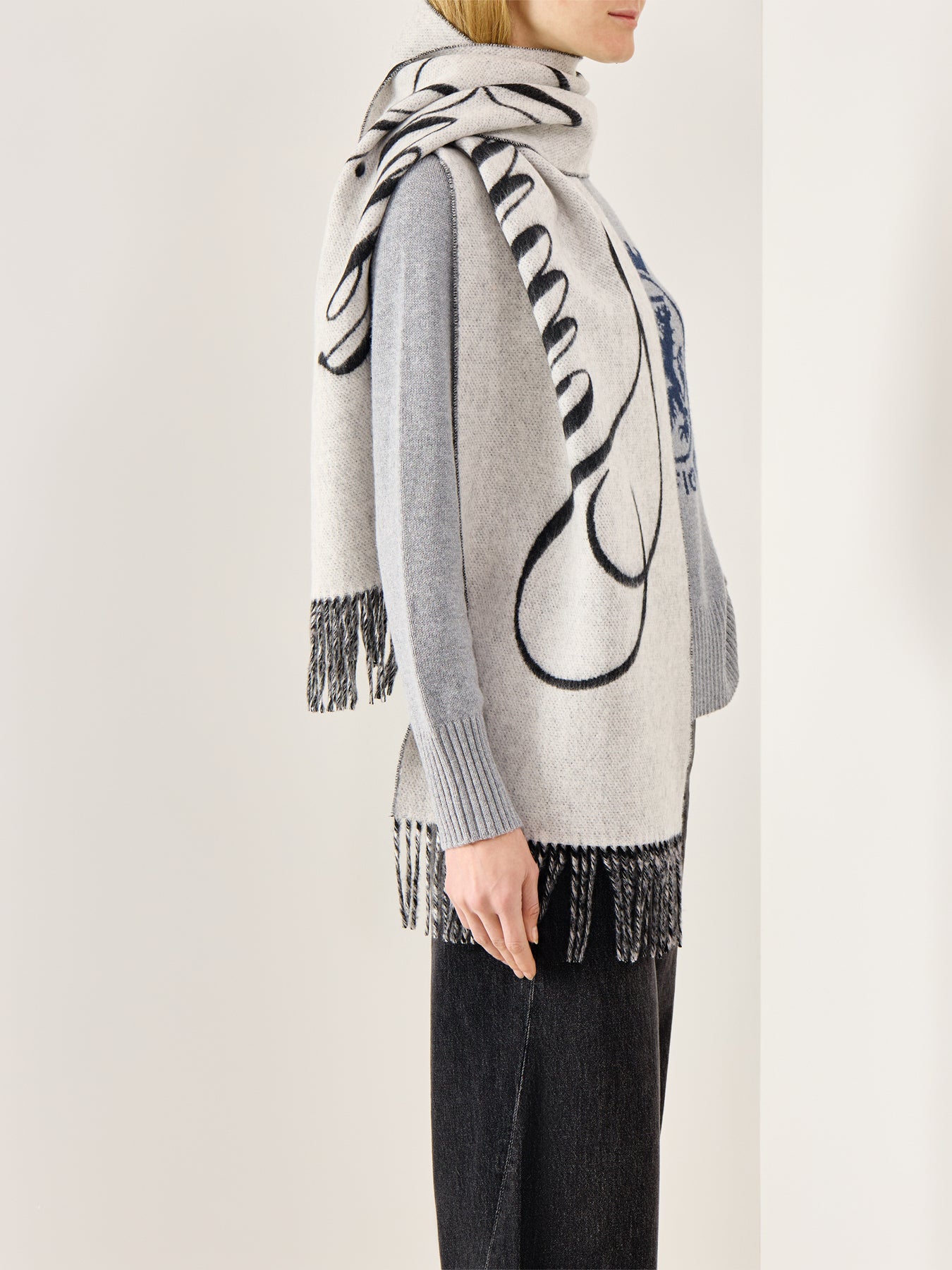 Script Logo Soft Knit Scarf Black