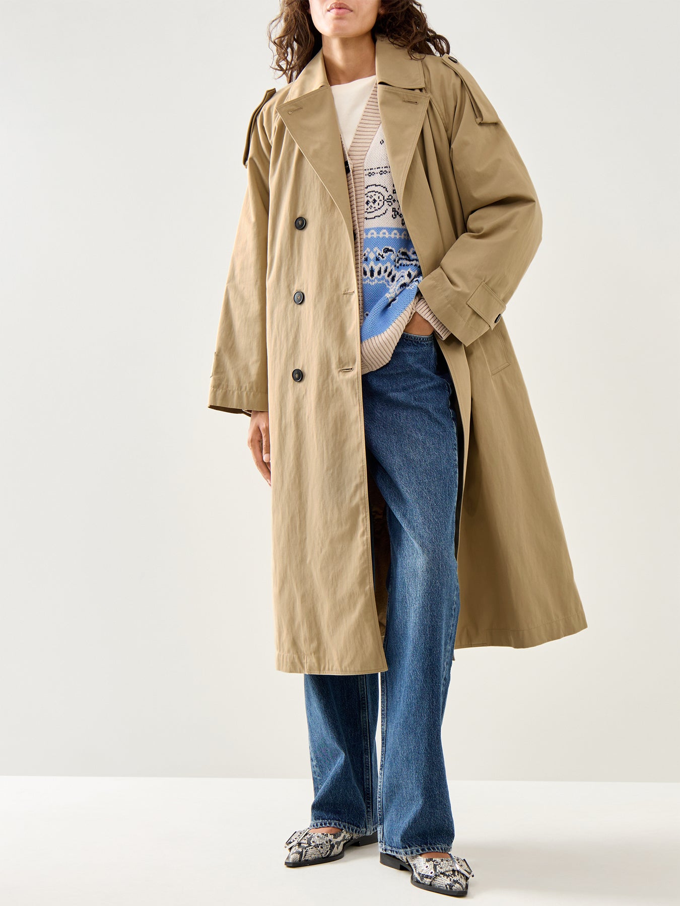 Ghia Classic Long Cotton Trench Coat