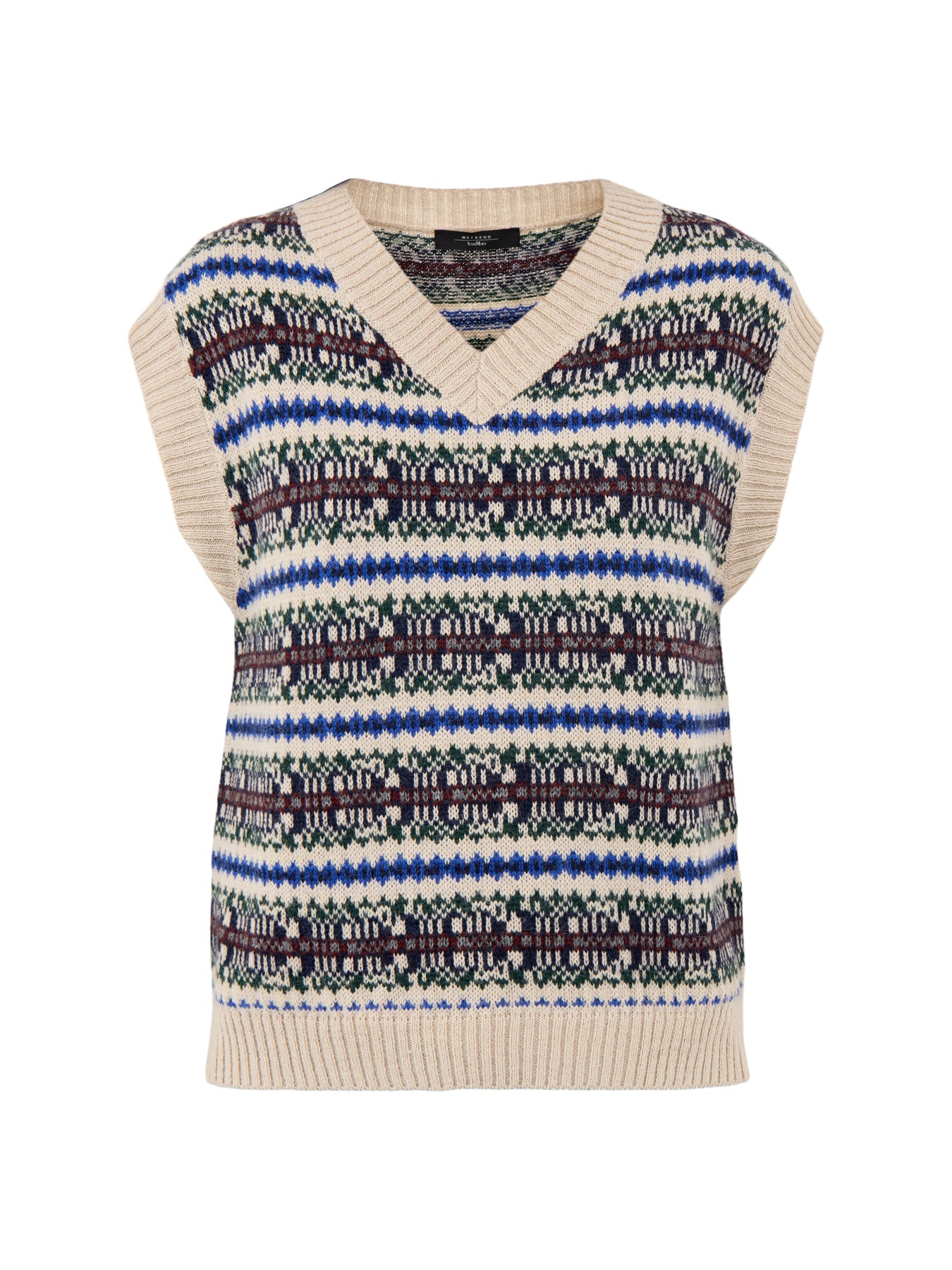 Fleres Knitted Fairisle Vest Ecru