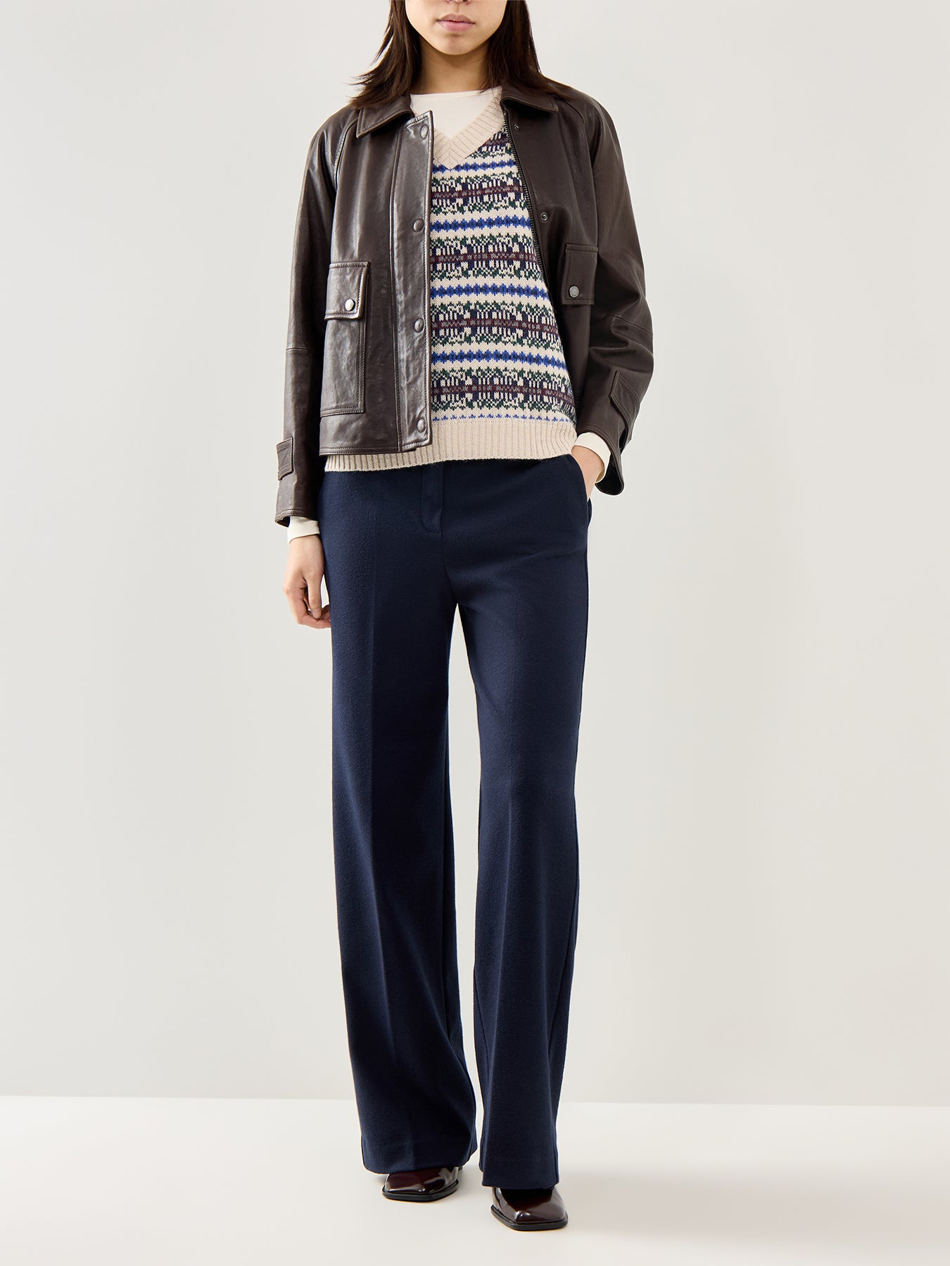 Fleres Knitted Fairisle Vest Ecru