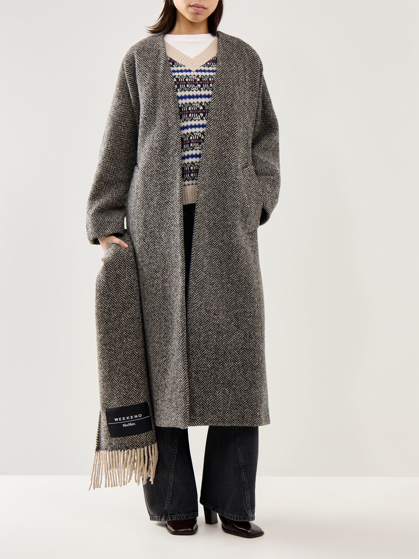 Zenica Coat With Matching Scarf Accessory Black