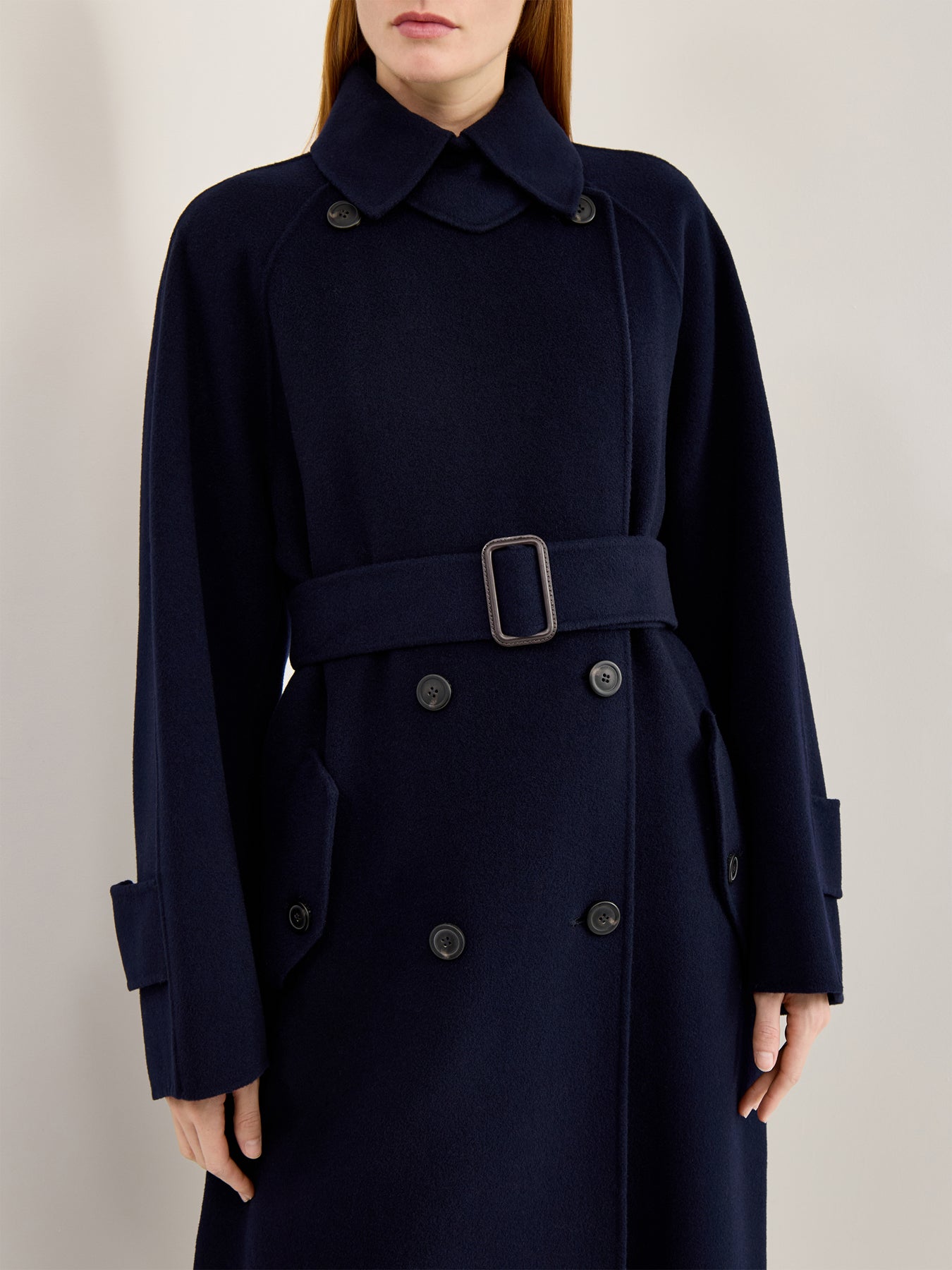 Cadine Long Wool Coat Navy