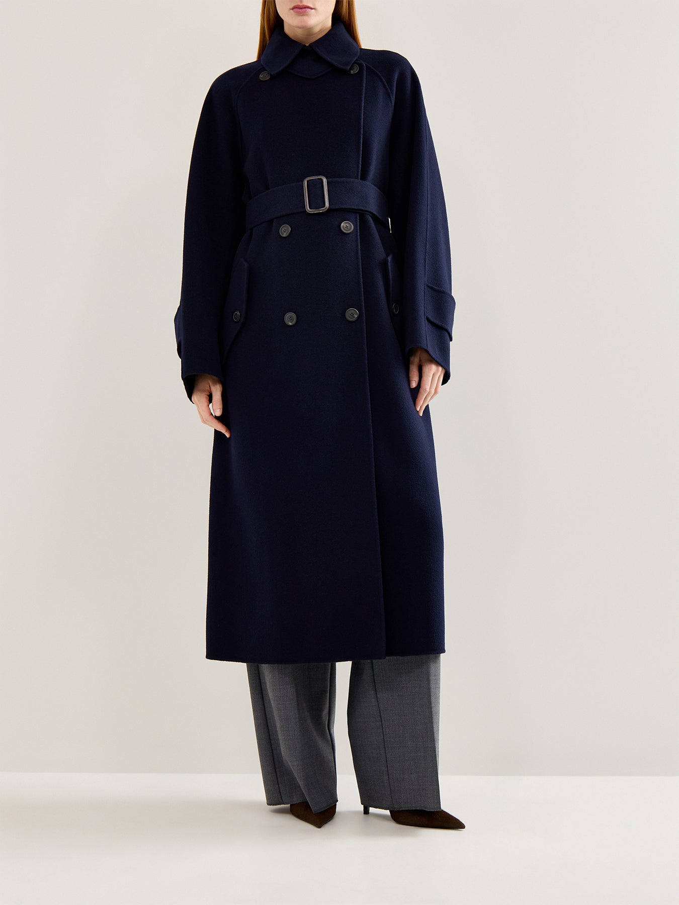 Cadine Long Wool Coat Navy