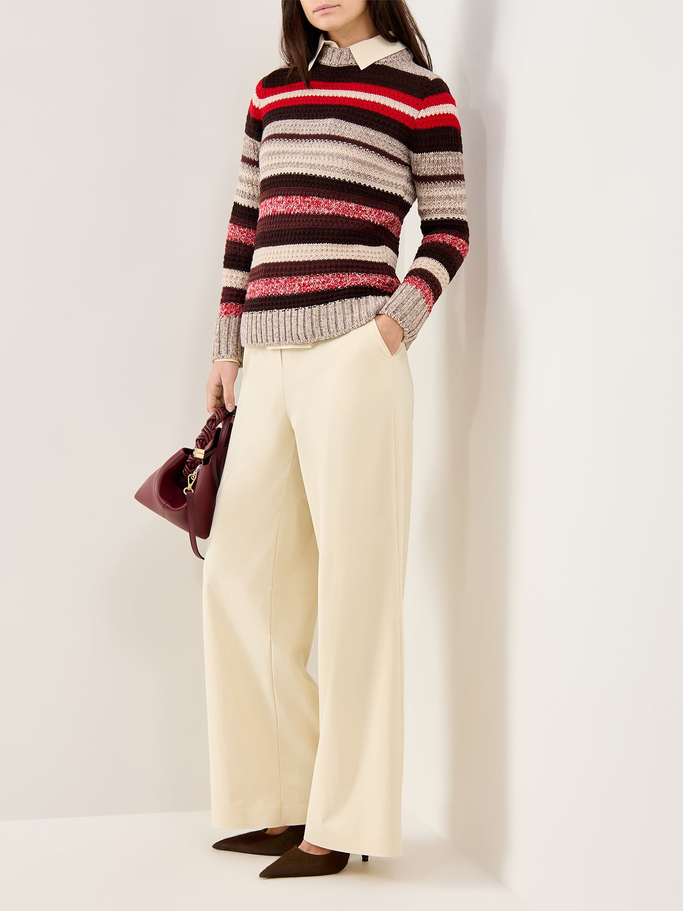 Ilde Stripe Crew Neck Knit Red