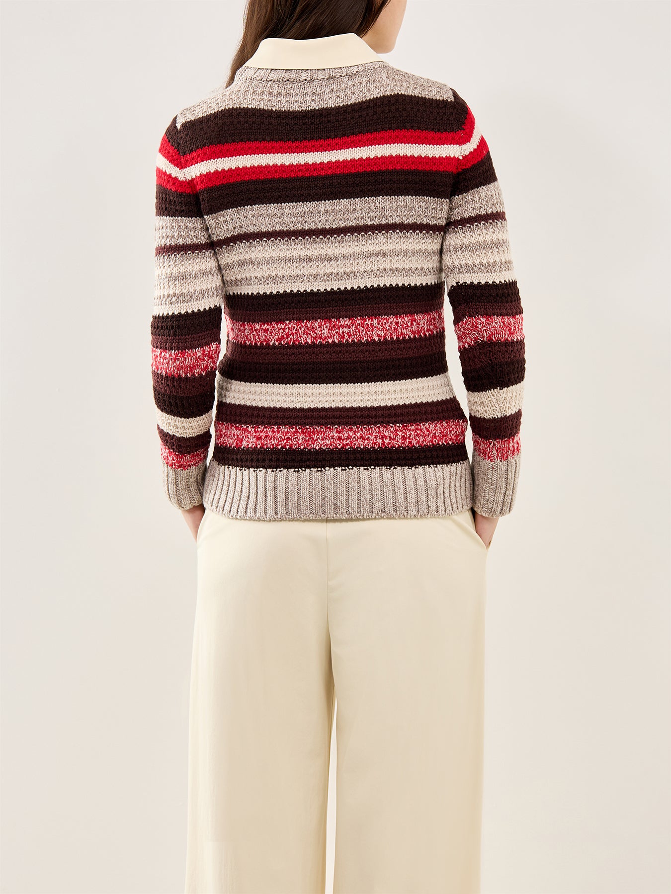 Ilde Stripe Crew Neck Knit Red