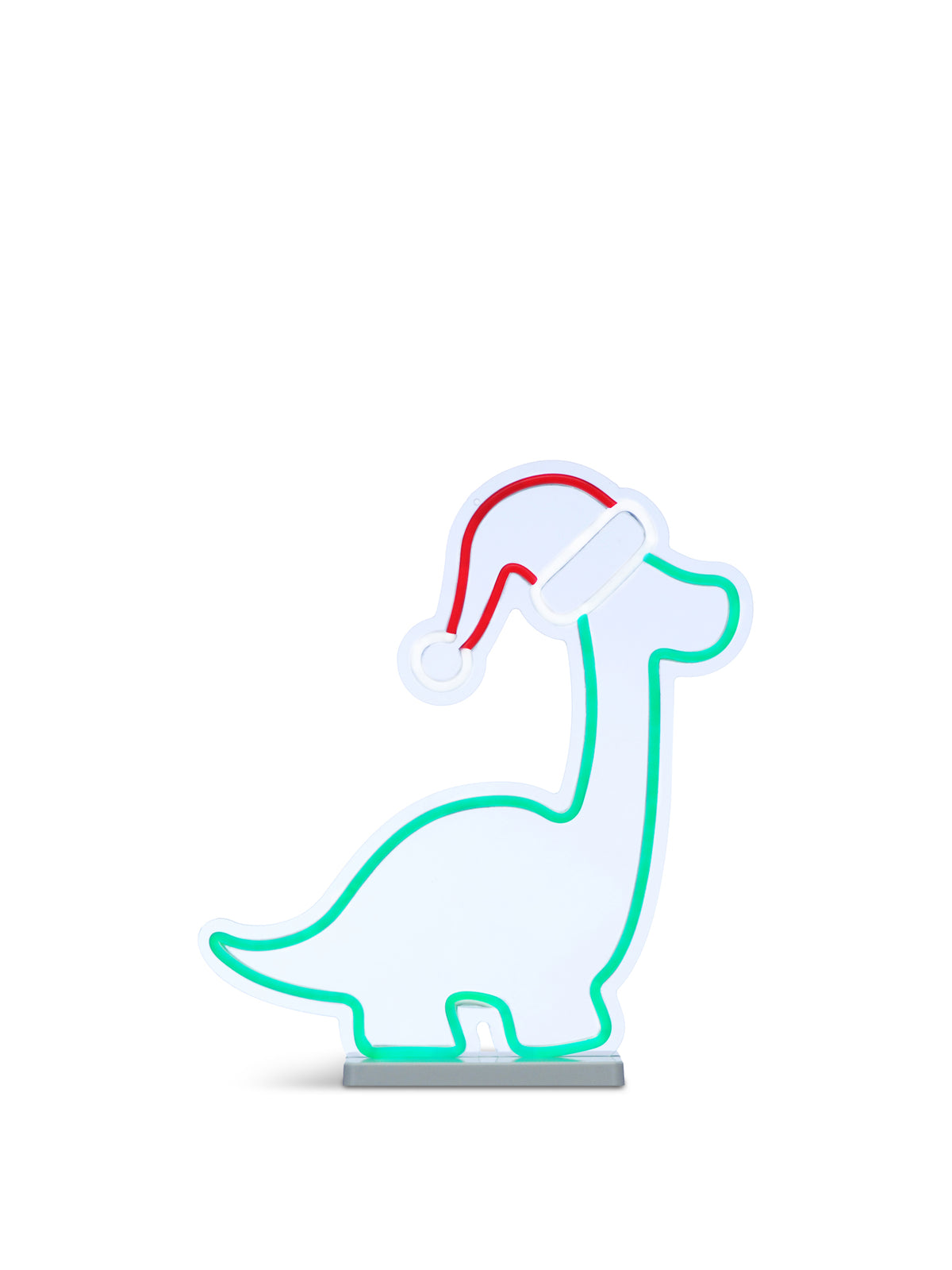Neon Effect Dinosaur With Hat Light On Base 43cm - Multi