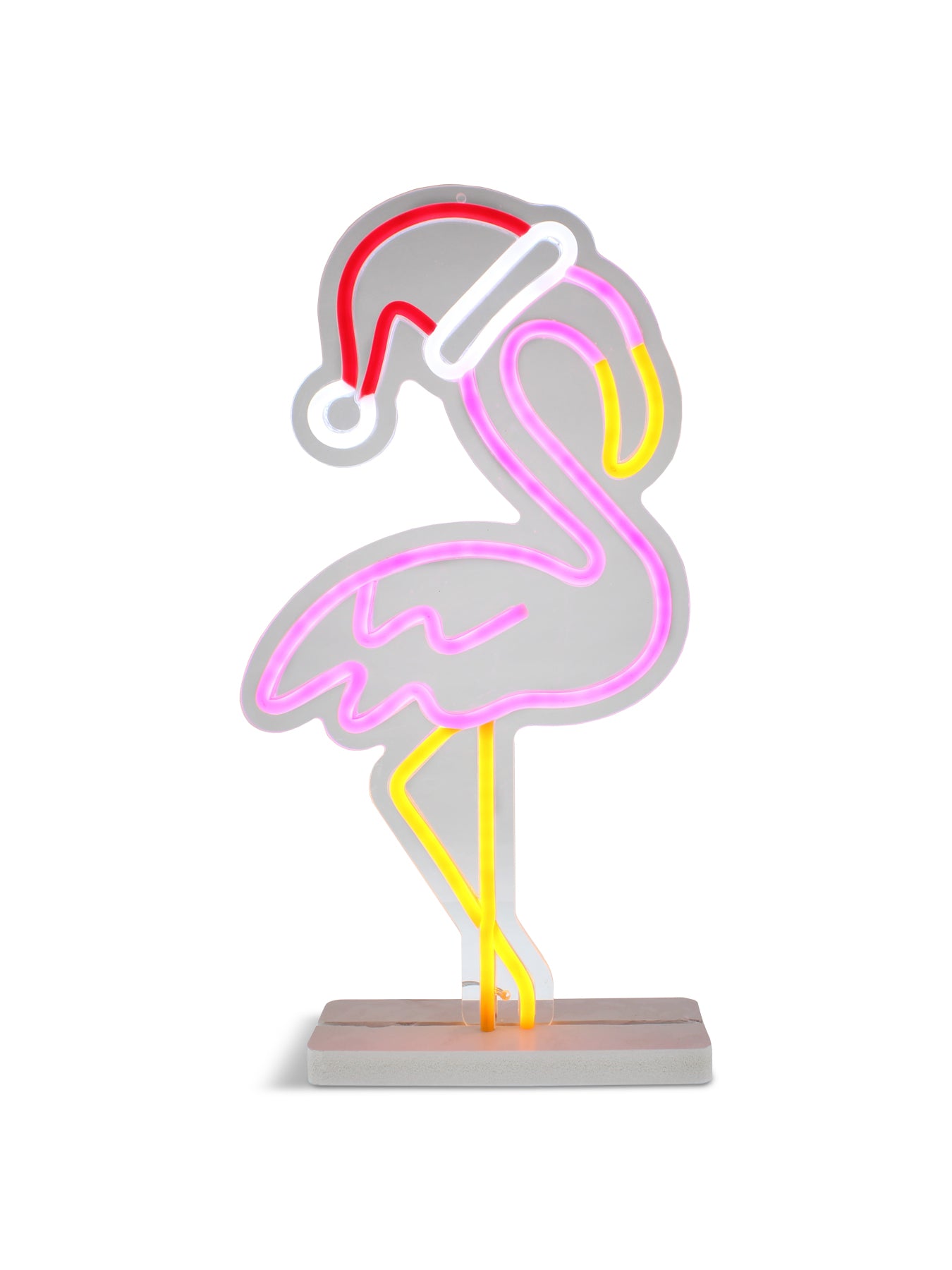 Festive Flamingo LED Neon Sign on Base 43cm