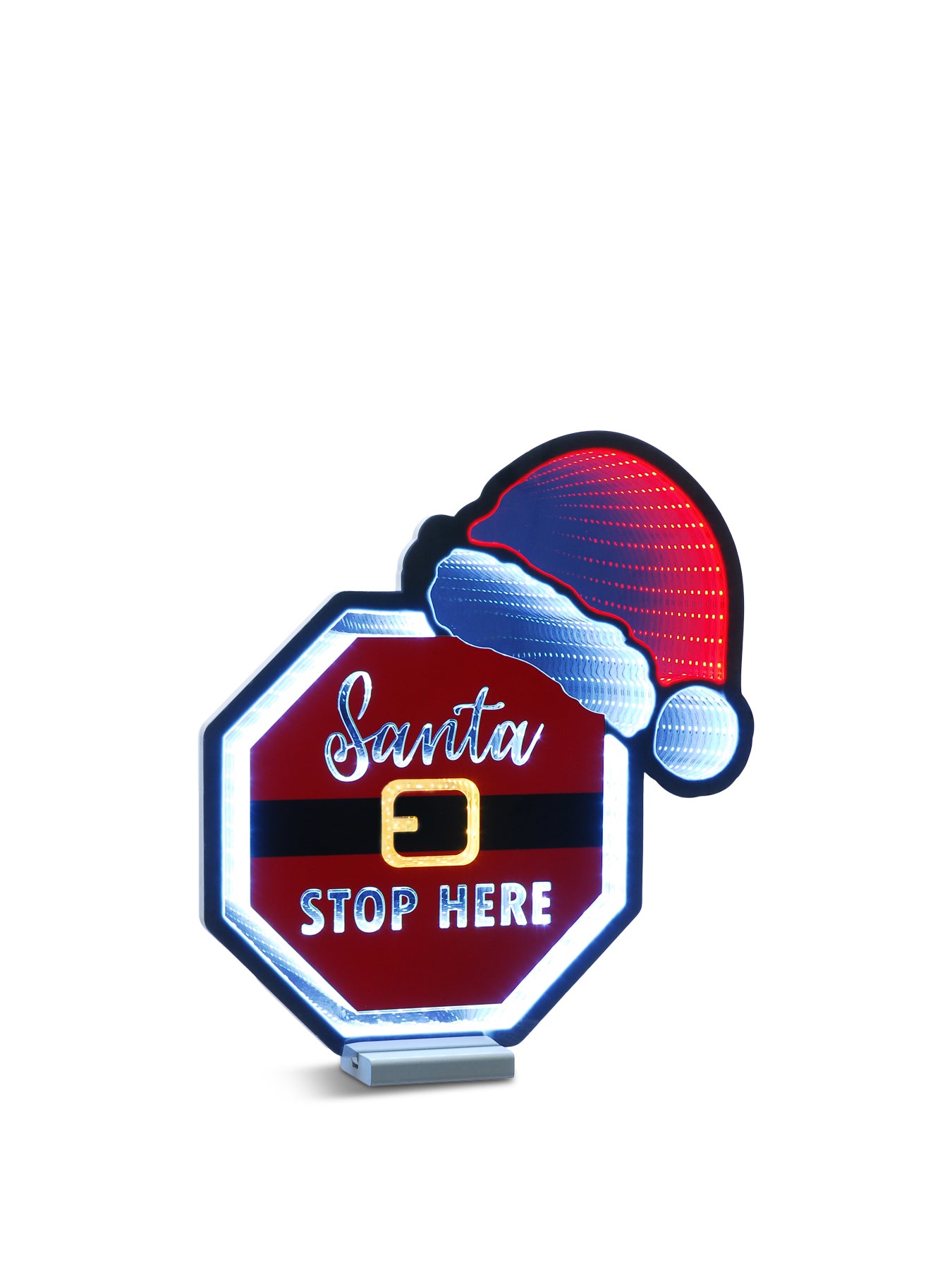 Santa Stop Here with Hat LED Sign 40cm